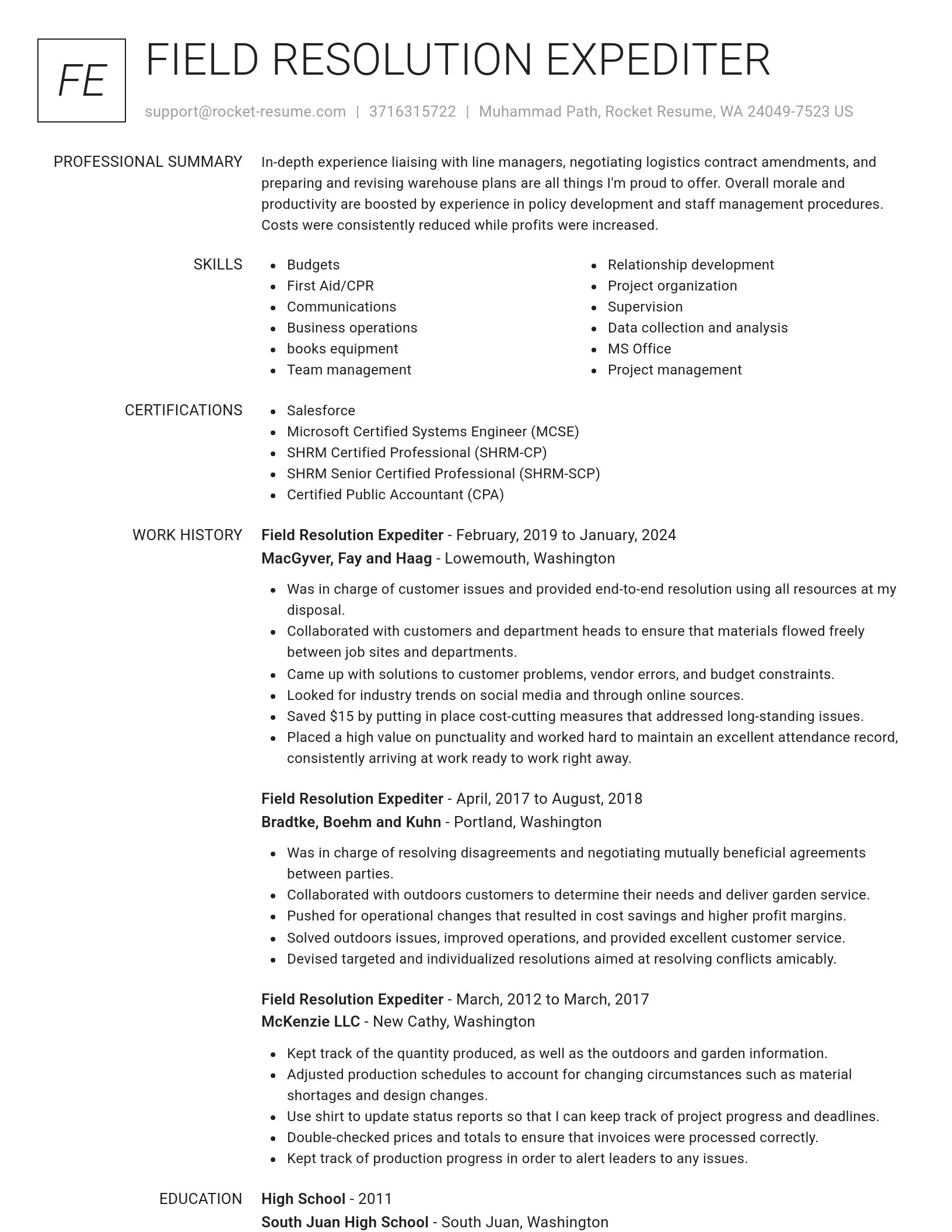 Renowned resume template