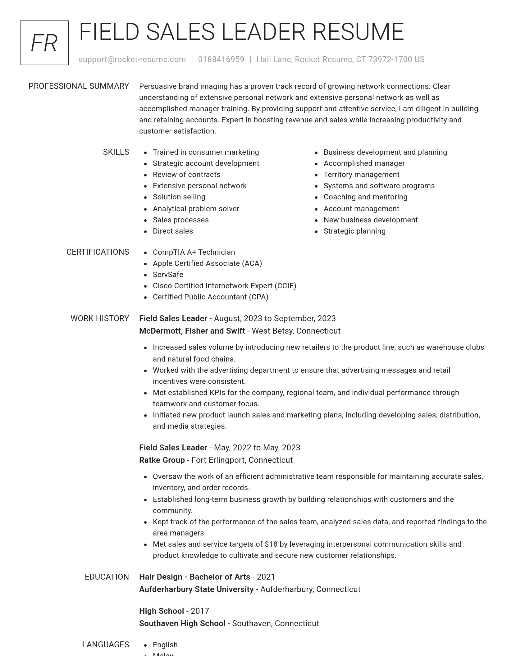 Renowned resume template