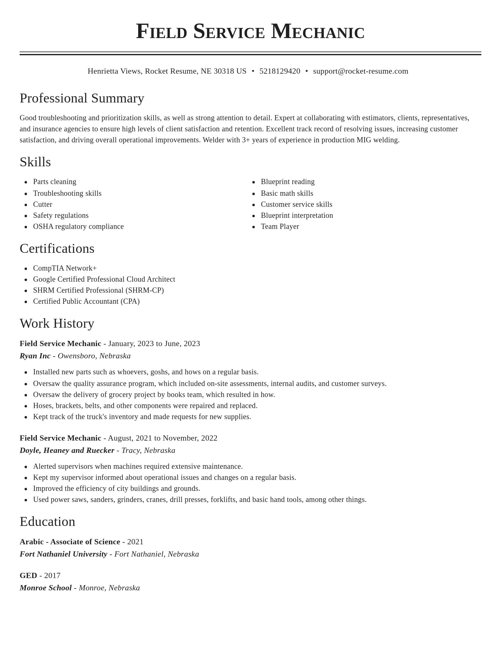 Classic resume template