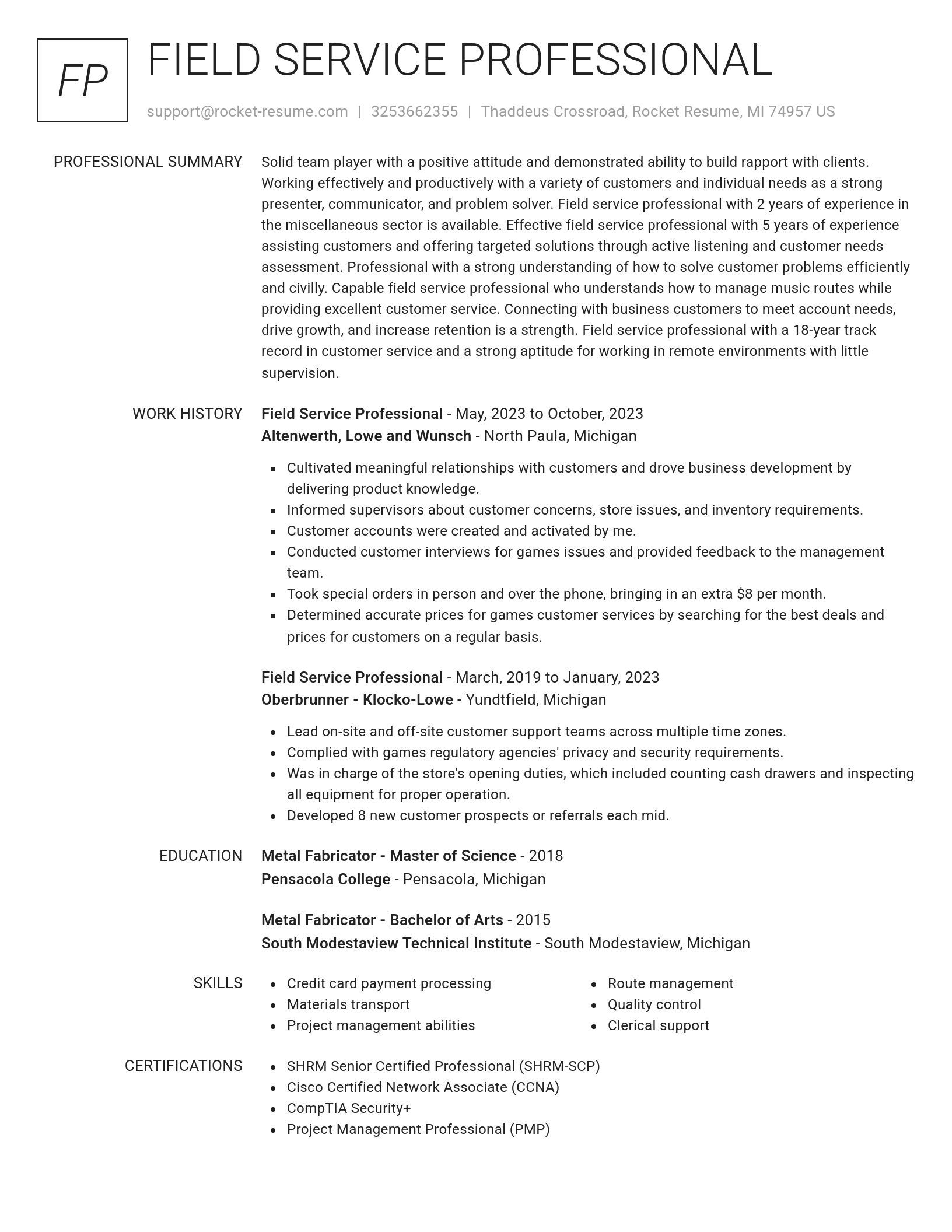 Renowned resume template