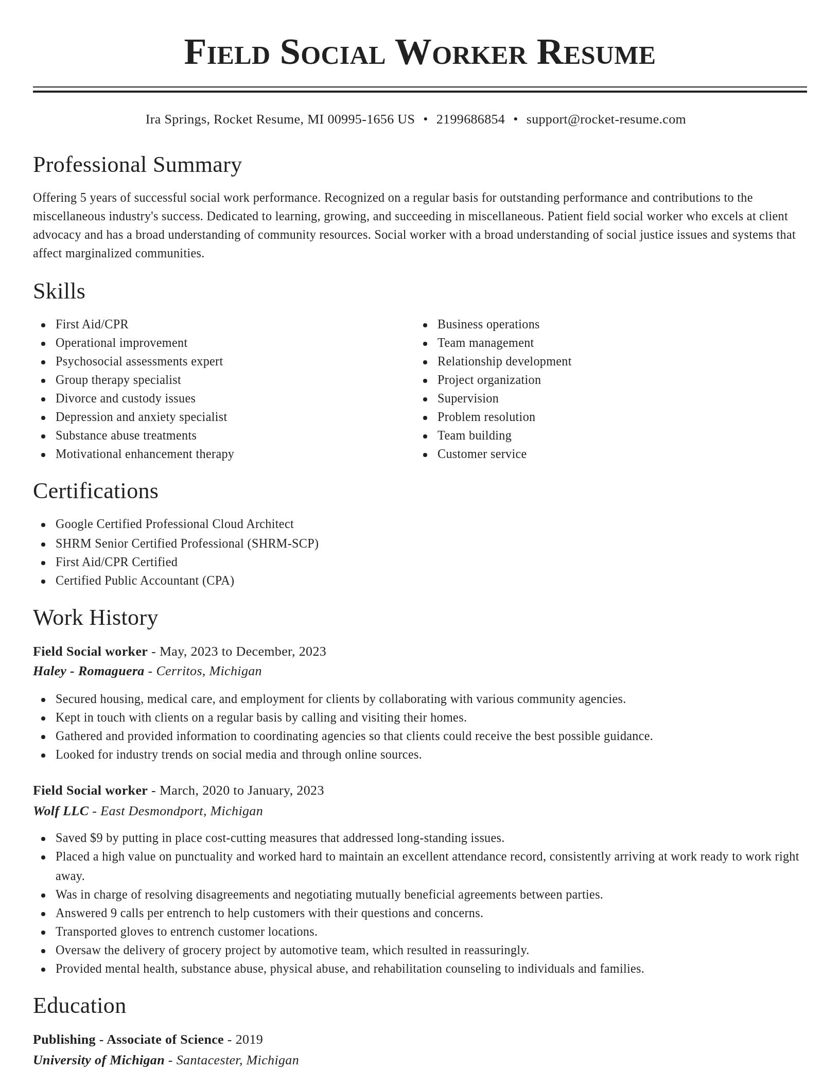 Classic resume template