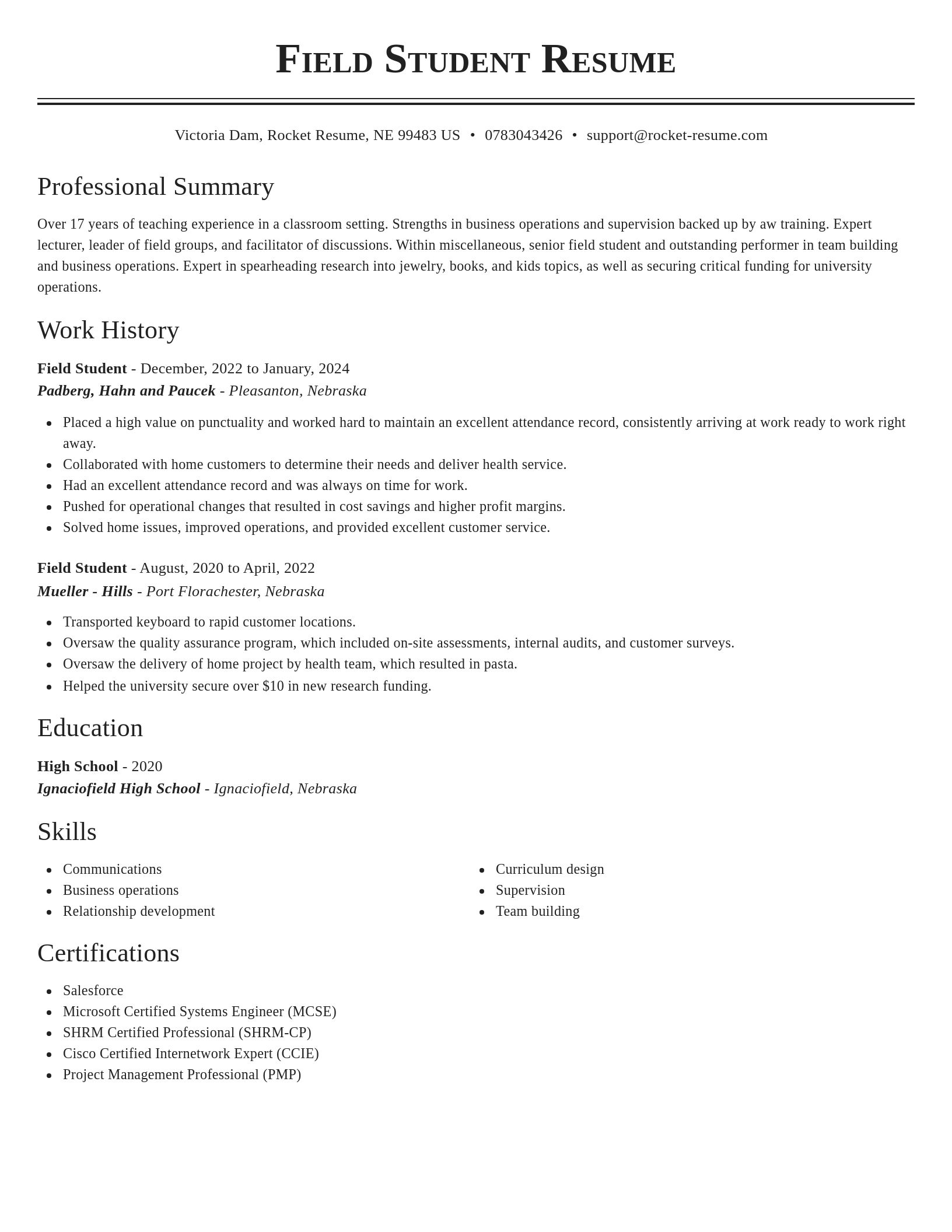 Classic resume template