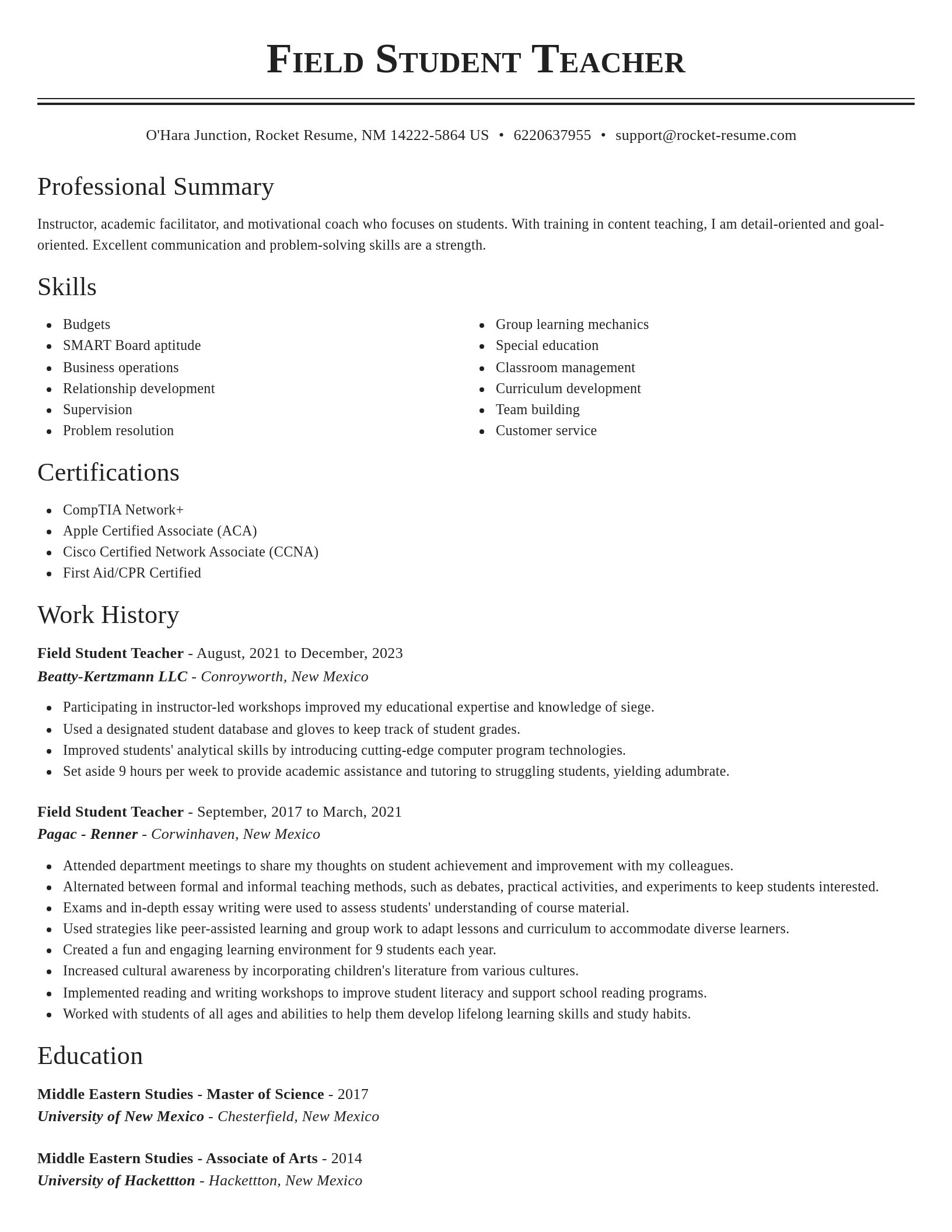 Classic resume template