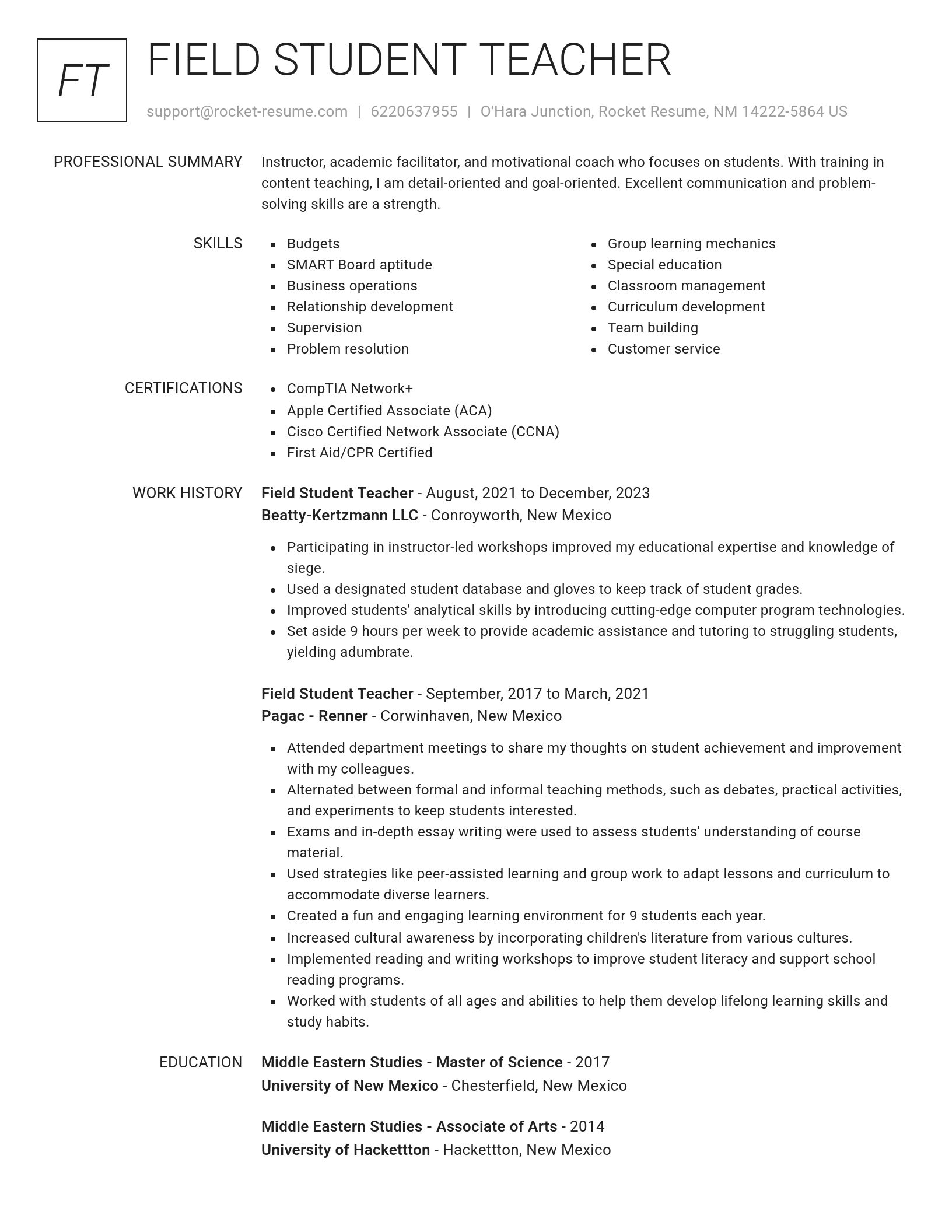 Renowned resume template