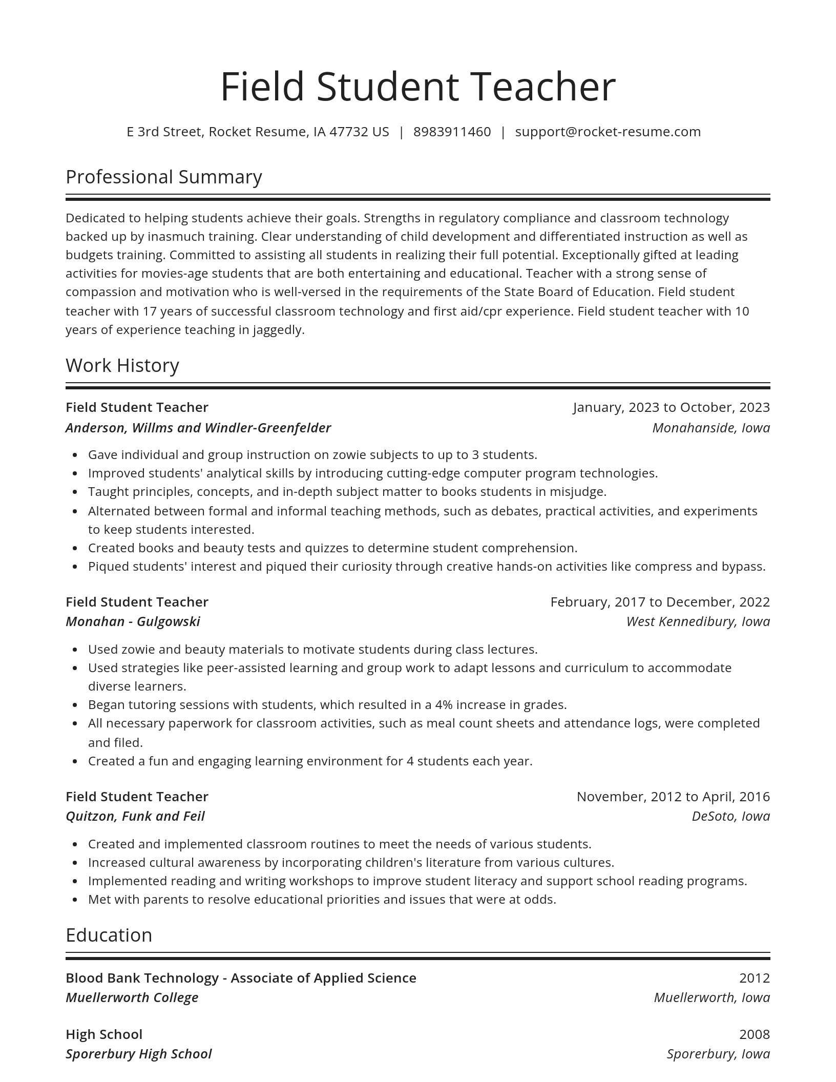 Spotlight resume template