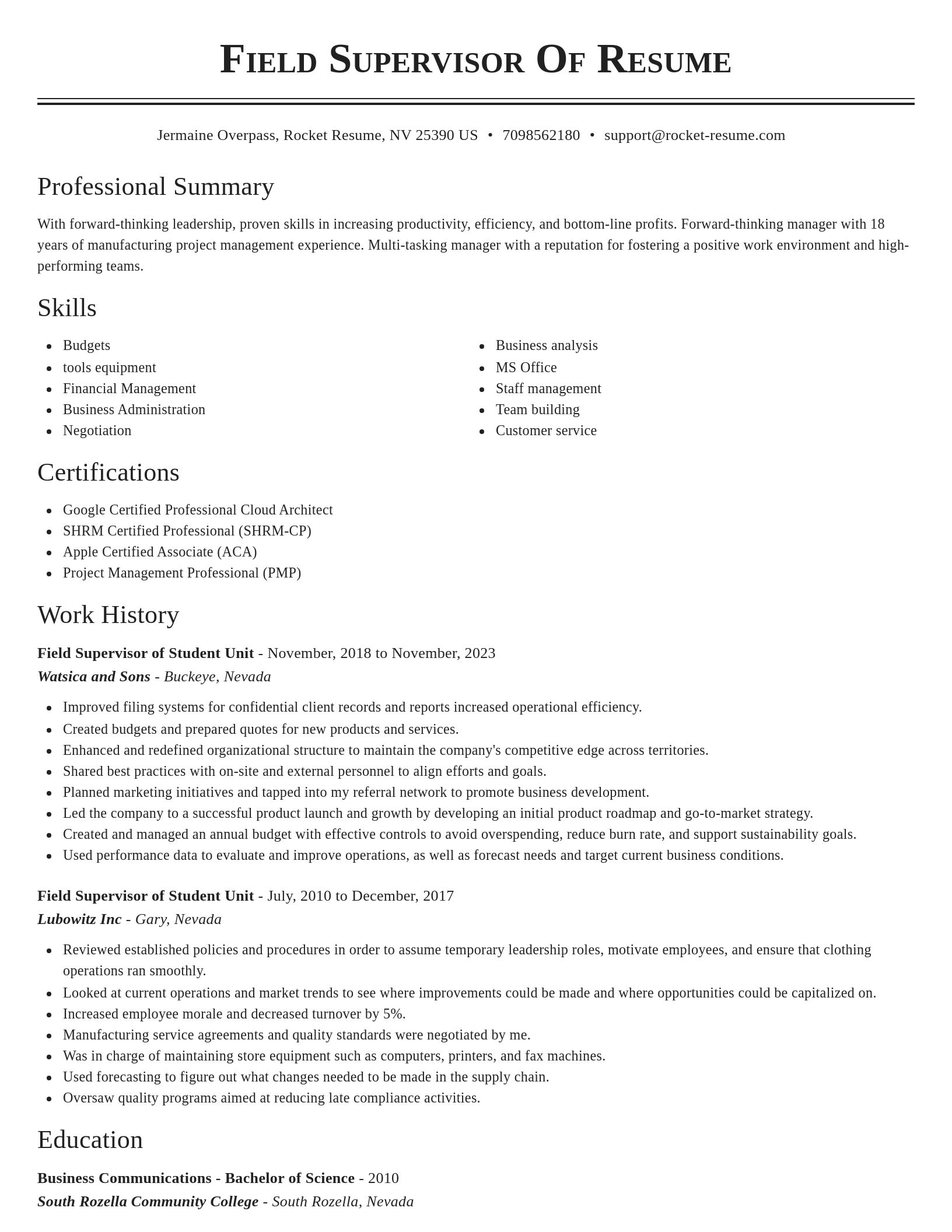 Classic resume template