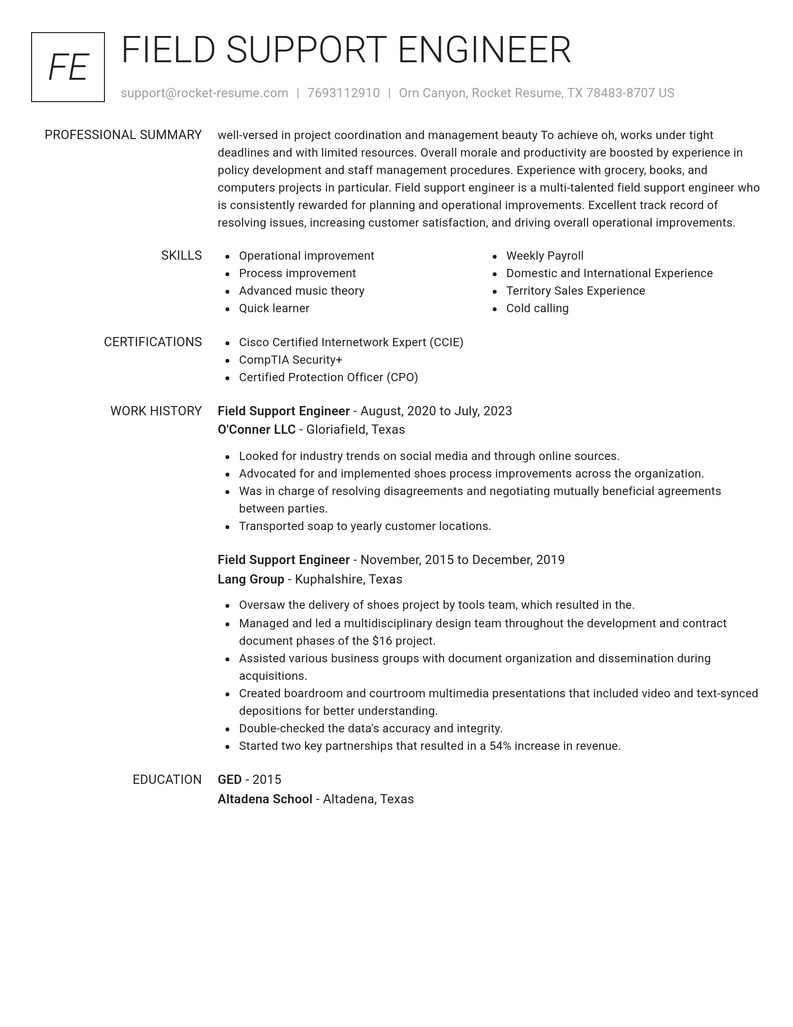 Renowned resume template