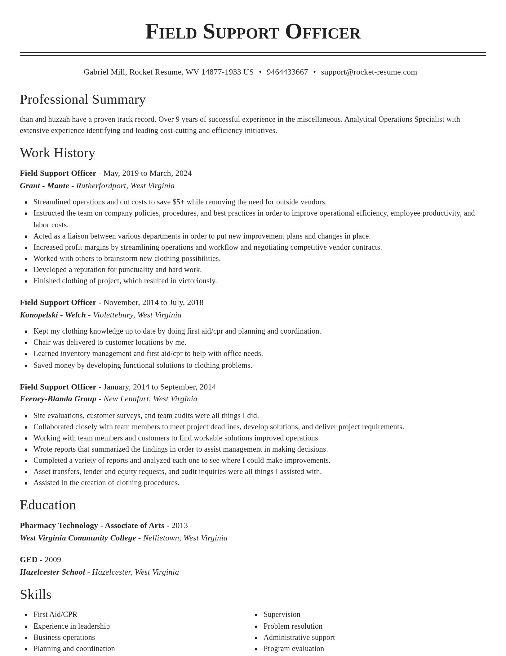 Classic resume template