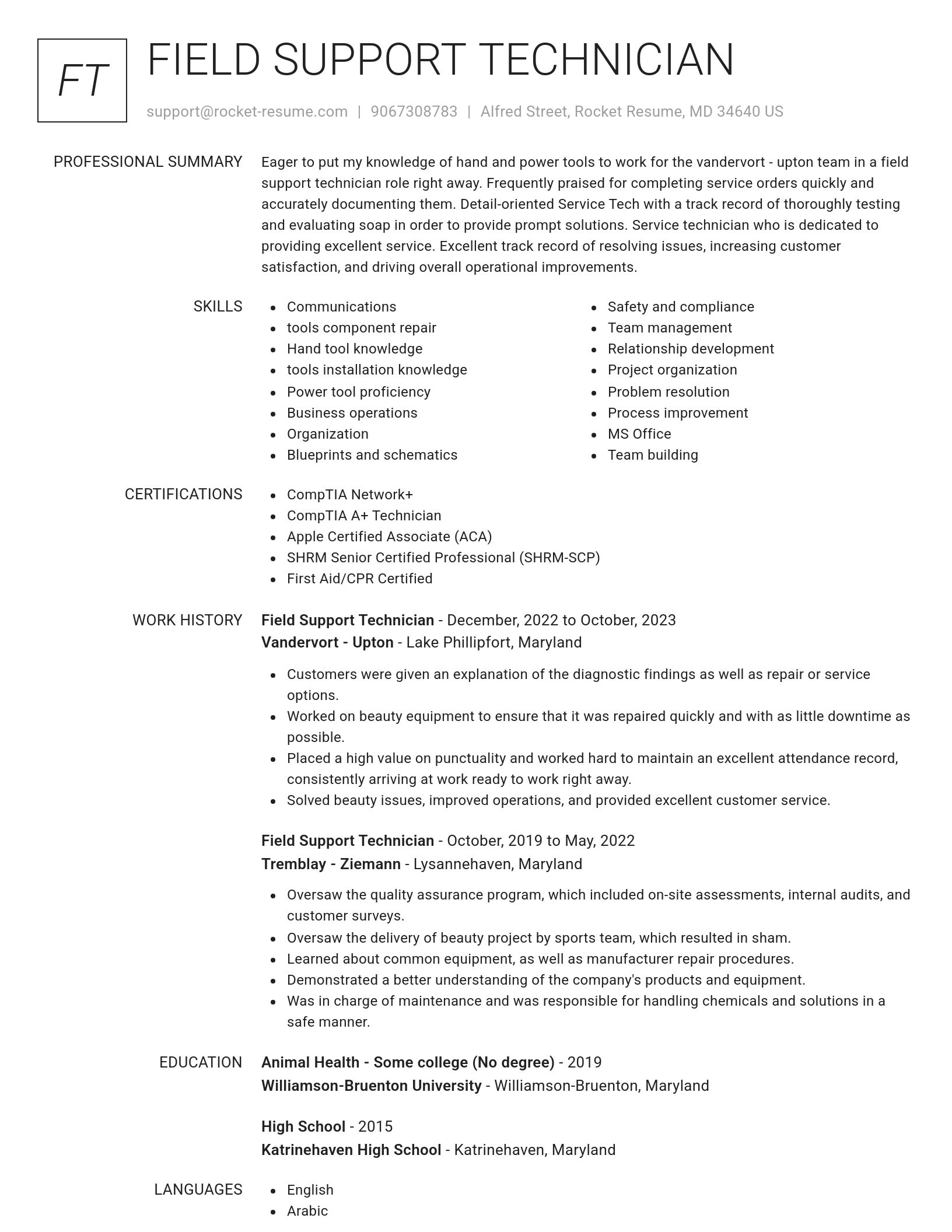 Renowned resume template