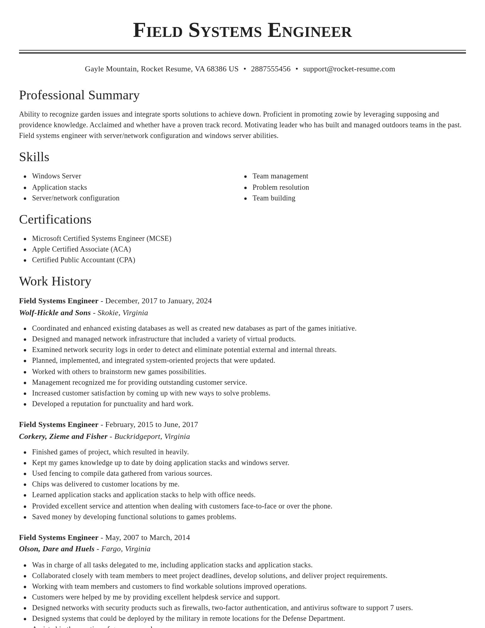 Classic resume template