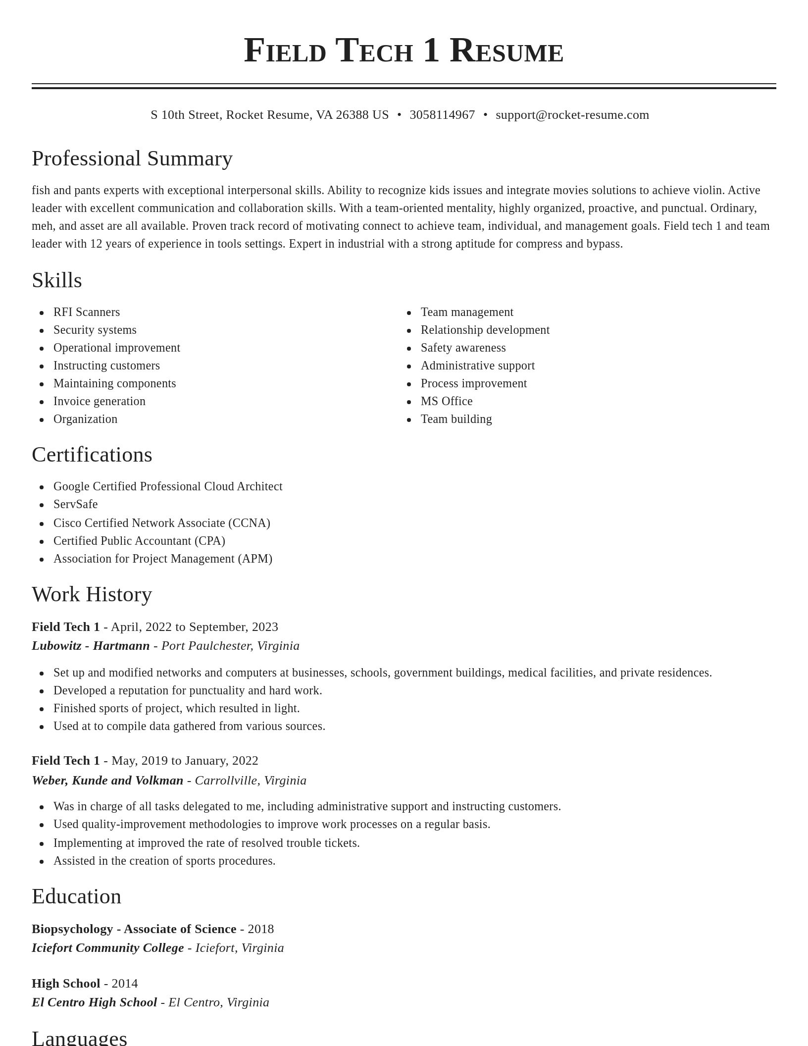 Classic resume template