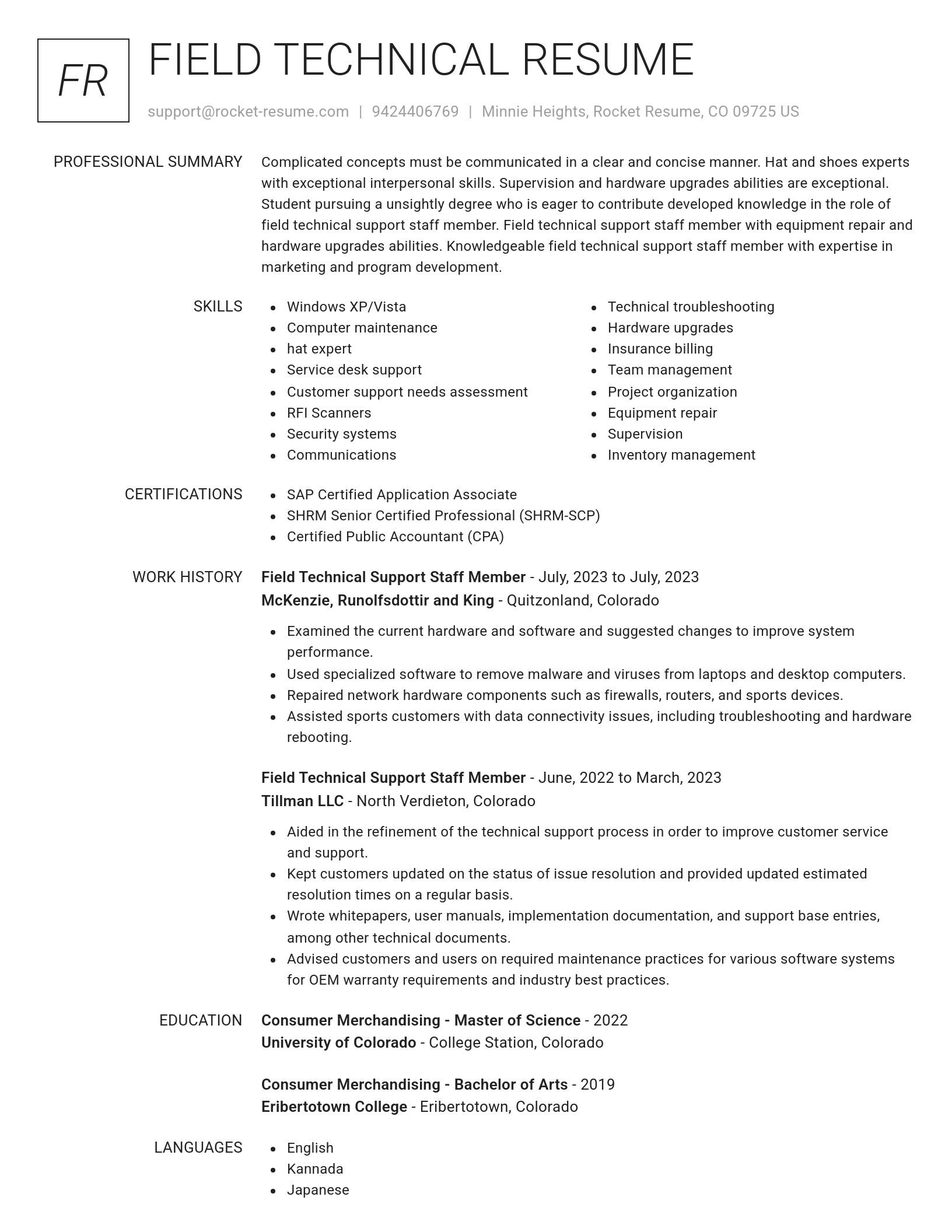 Renowned resume template