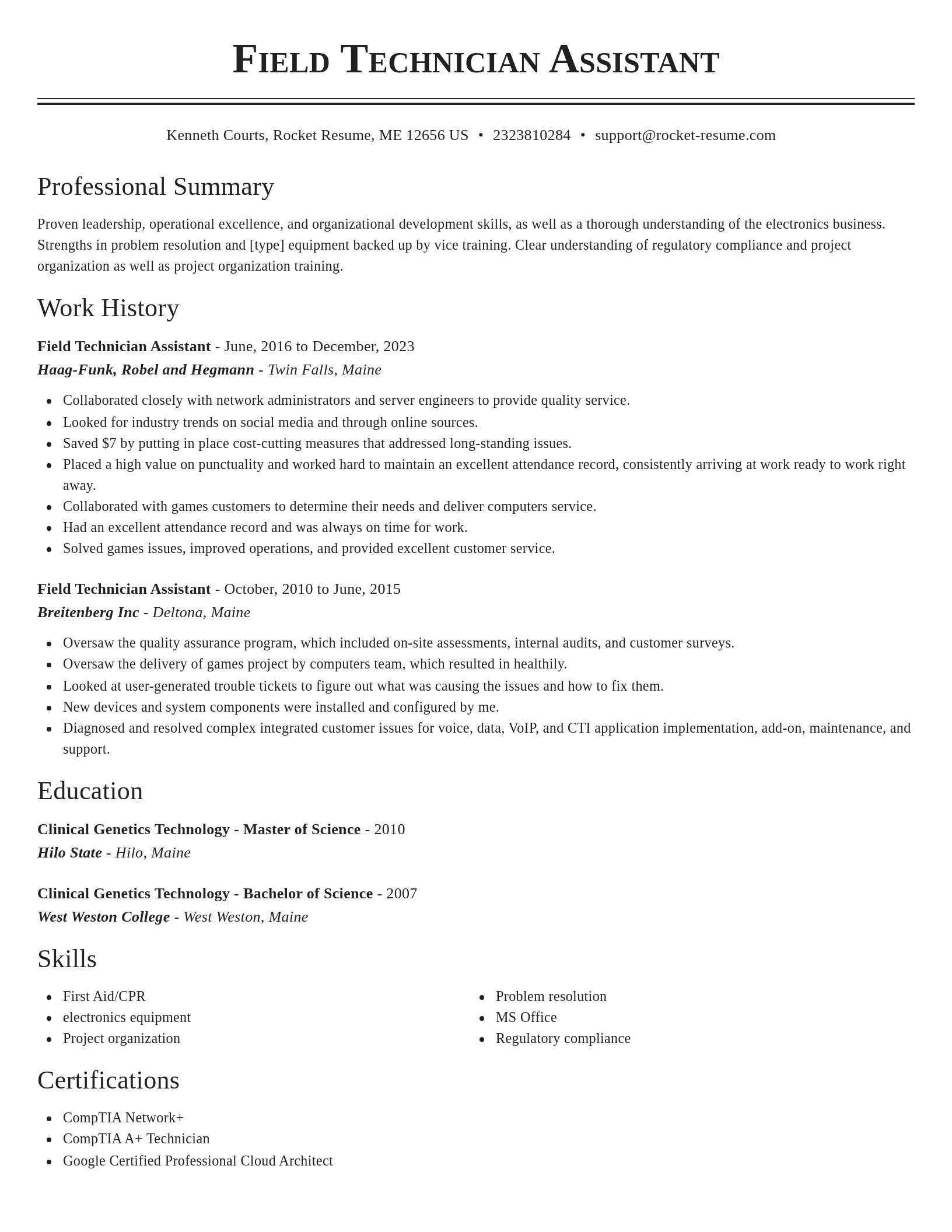 Classic resume template