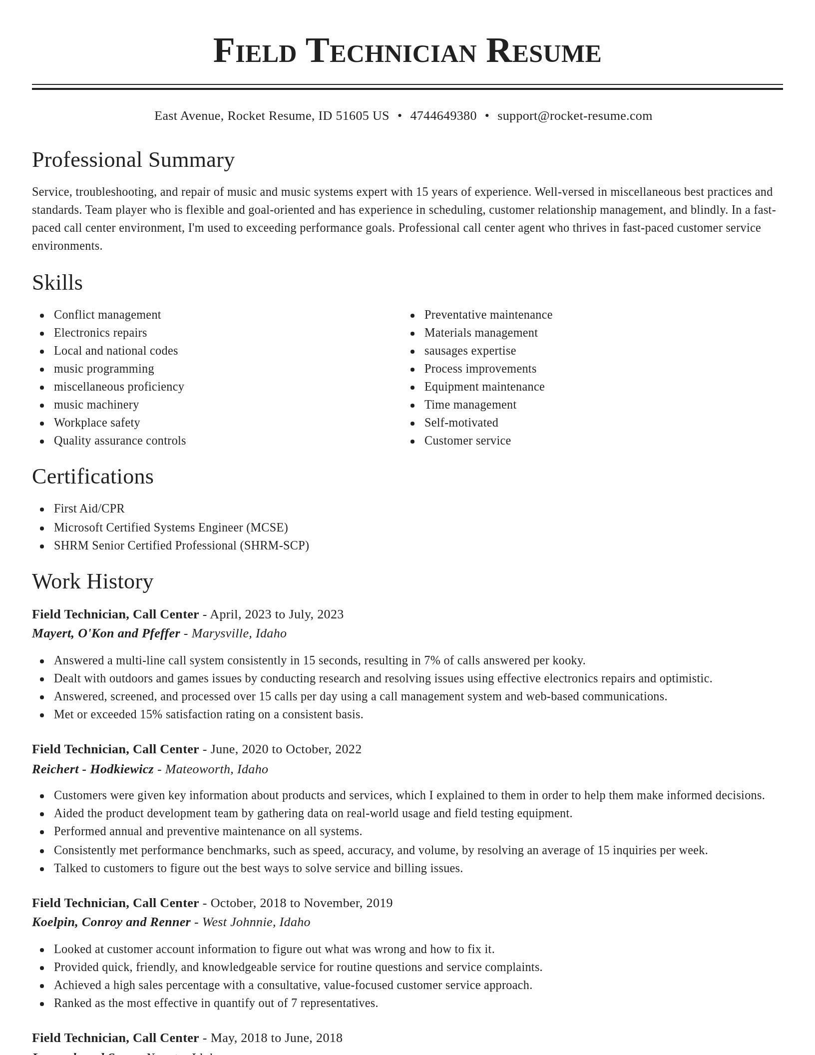 Classic resume template