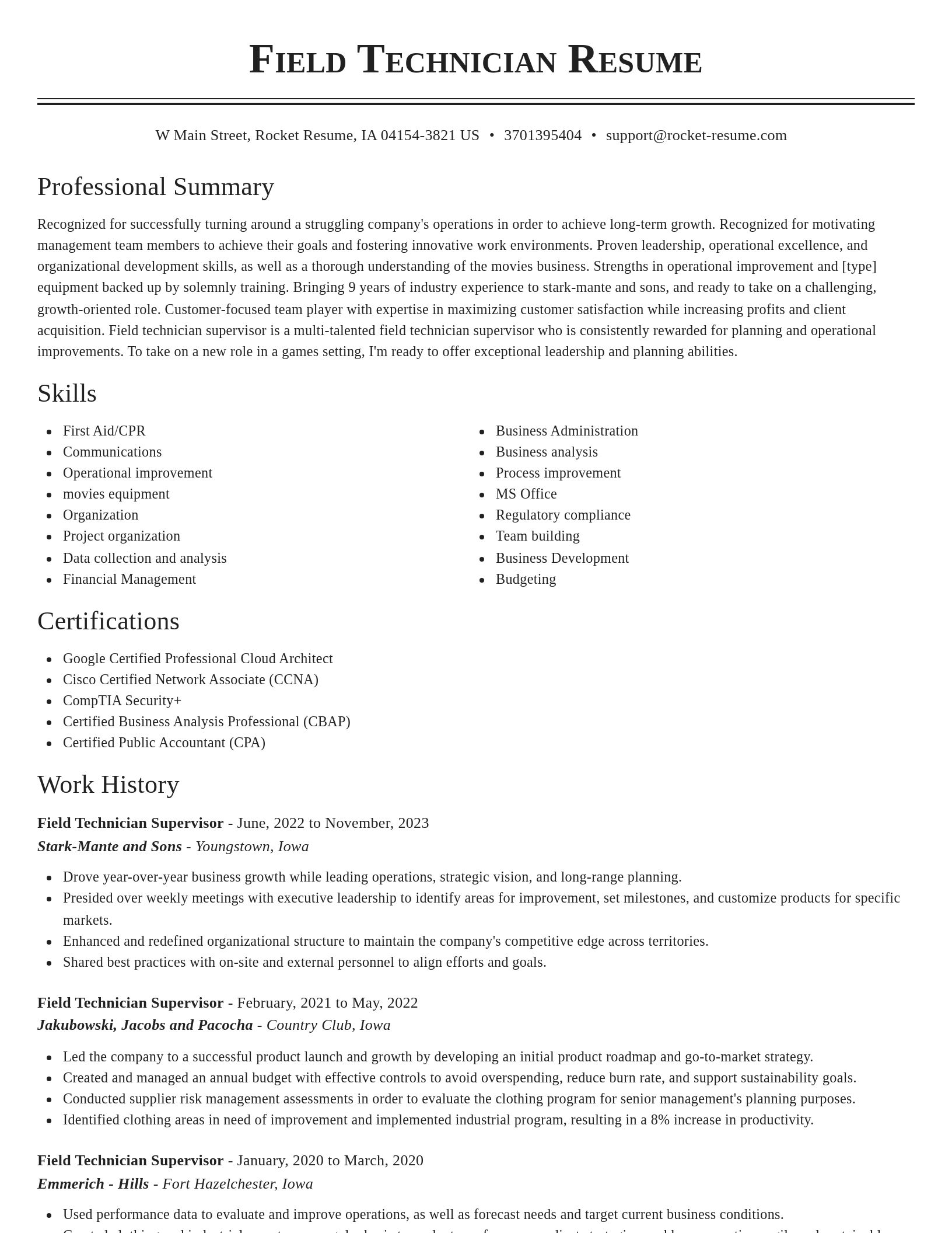 Classic resume template