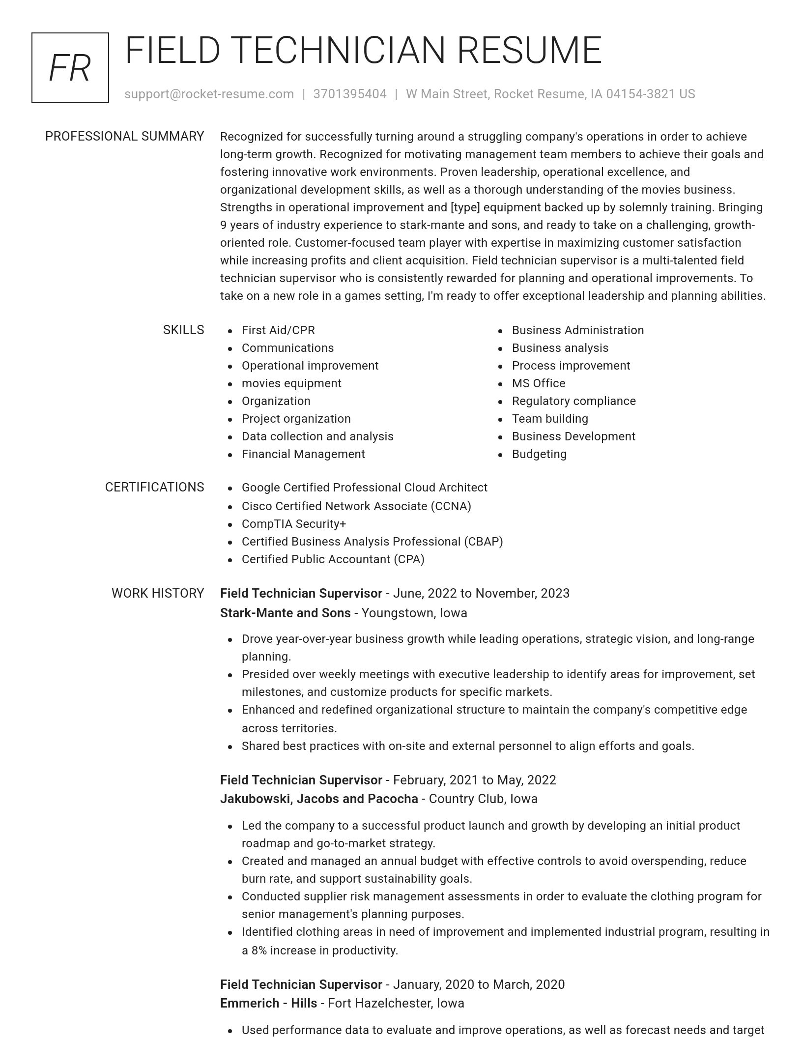 Renowned resume template