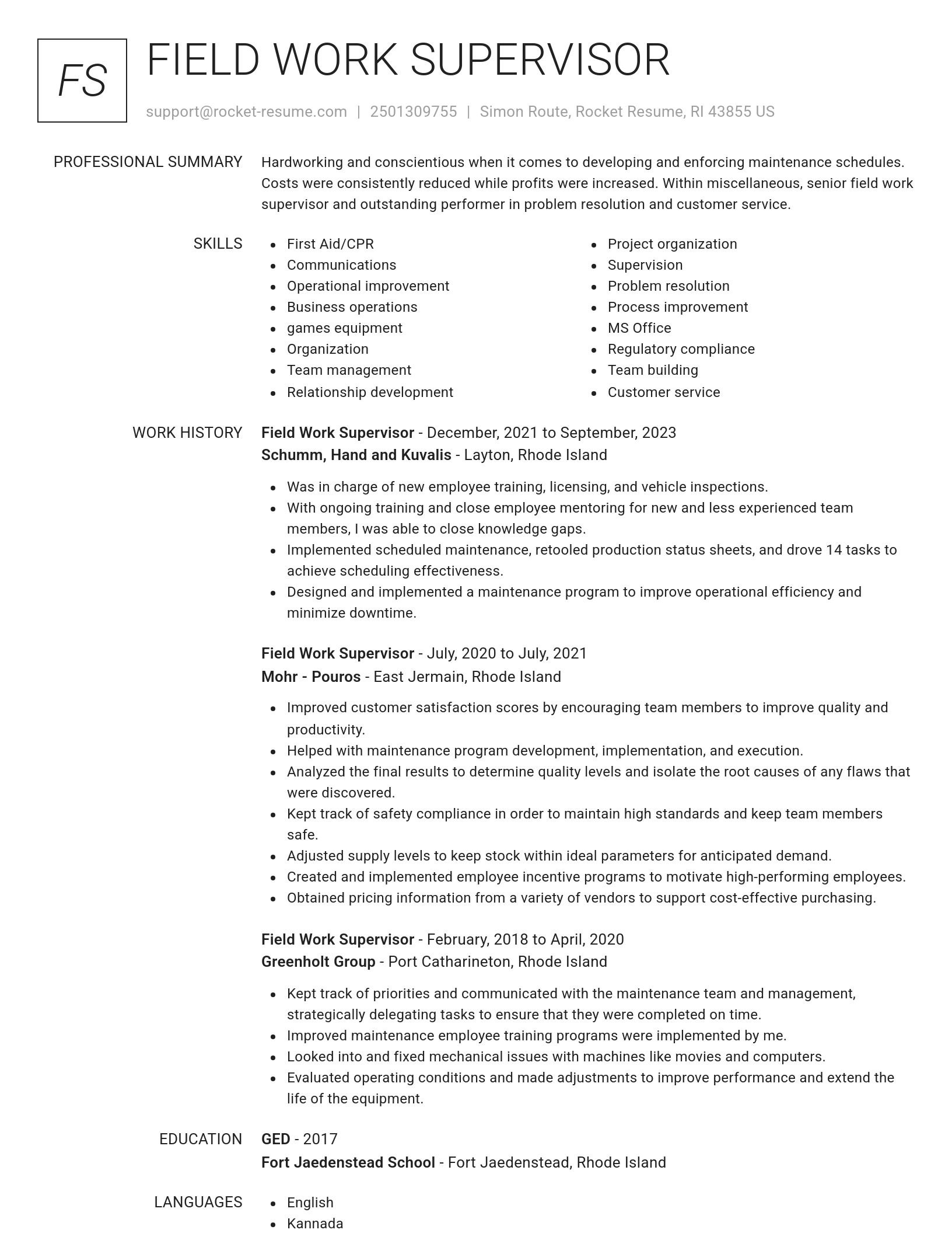 Renowned resume template