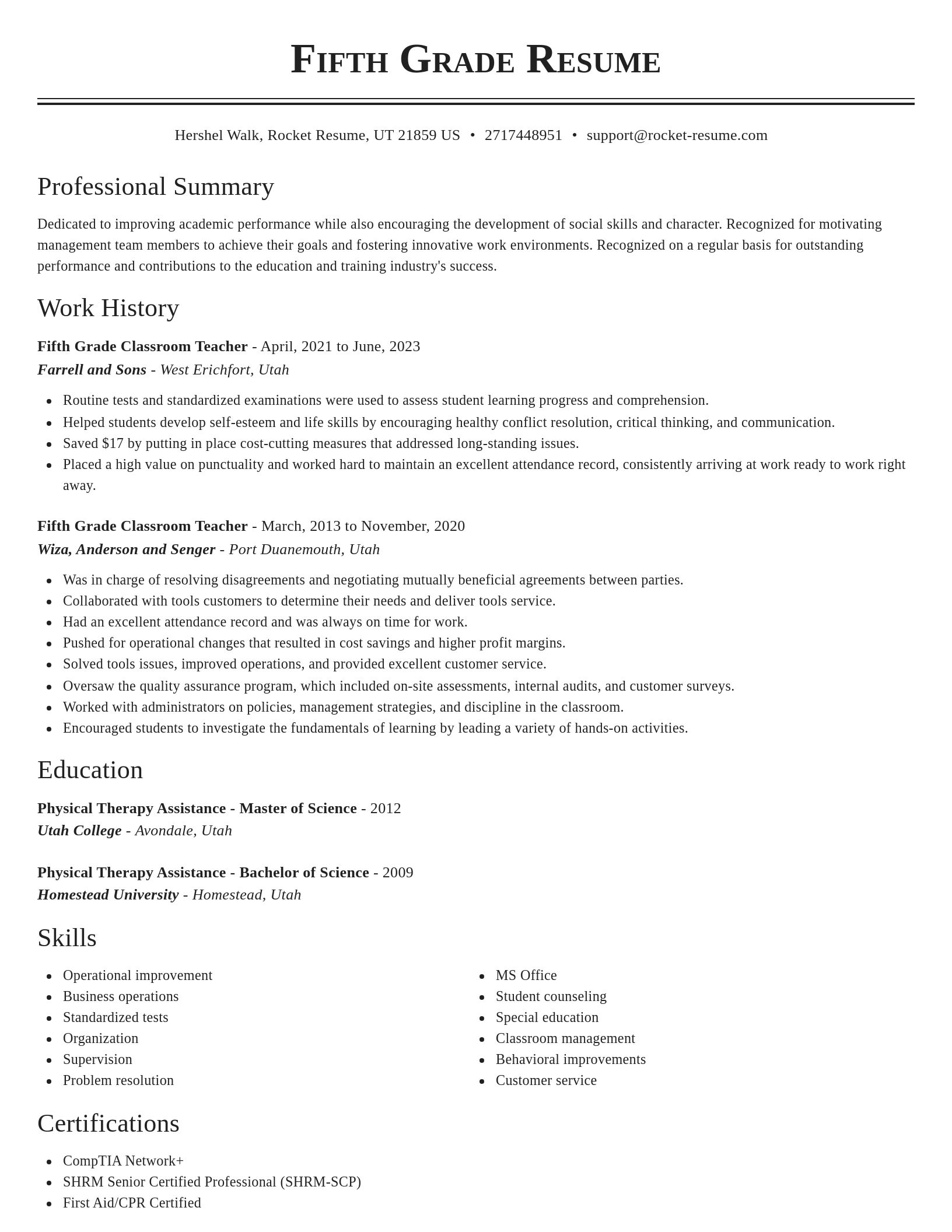 Classic resume template