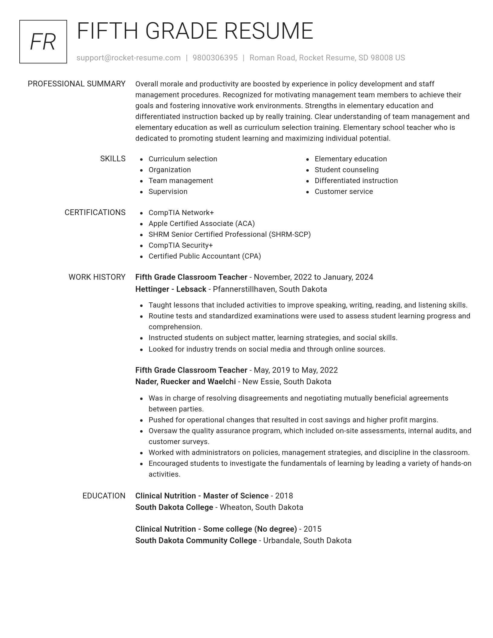 Renowned resume template