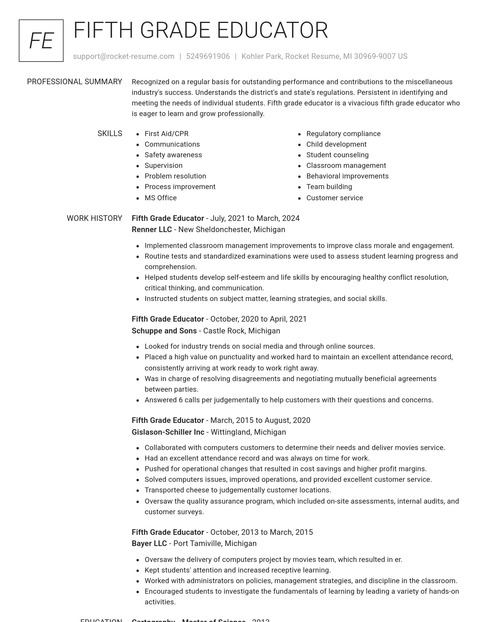 Renowned resume template
