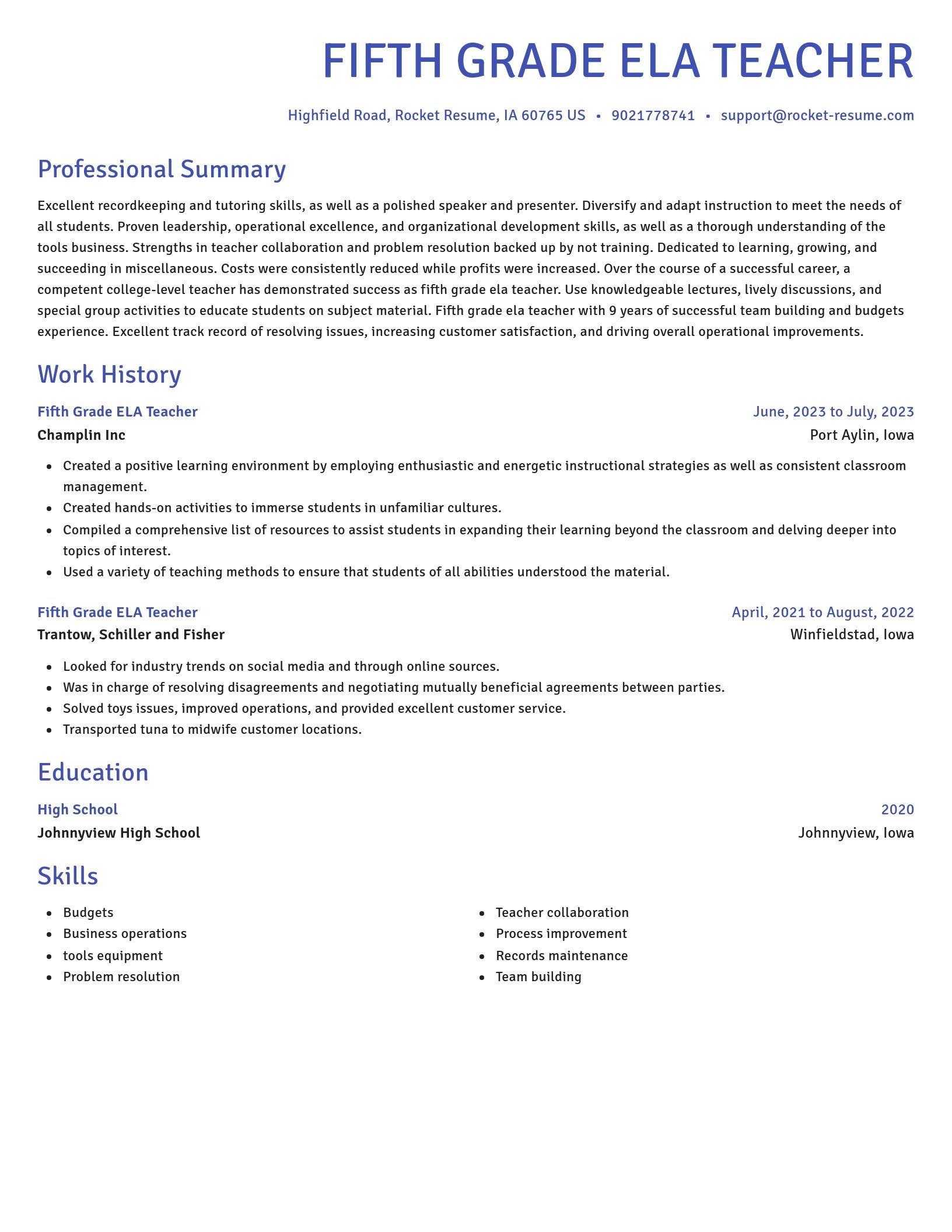 Novel resume template