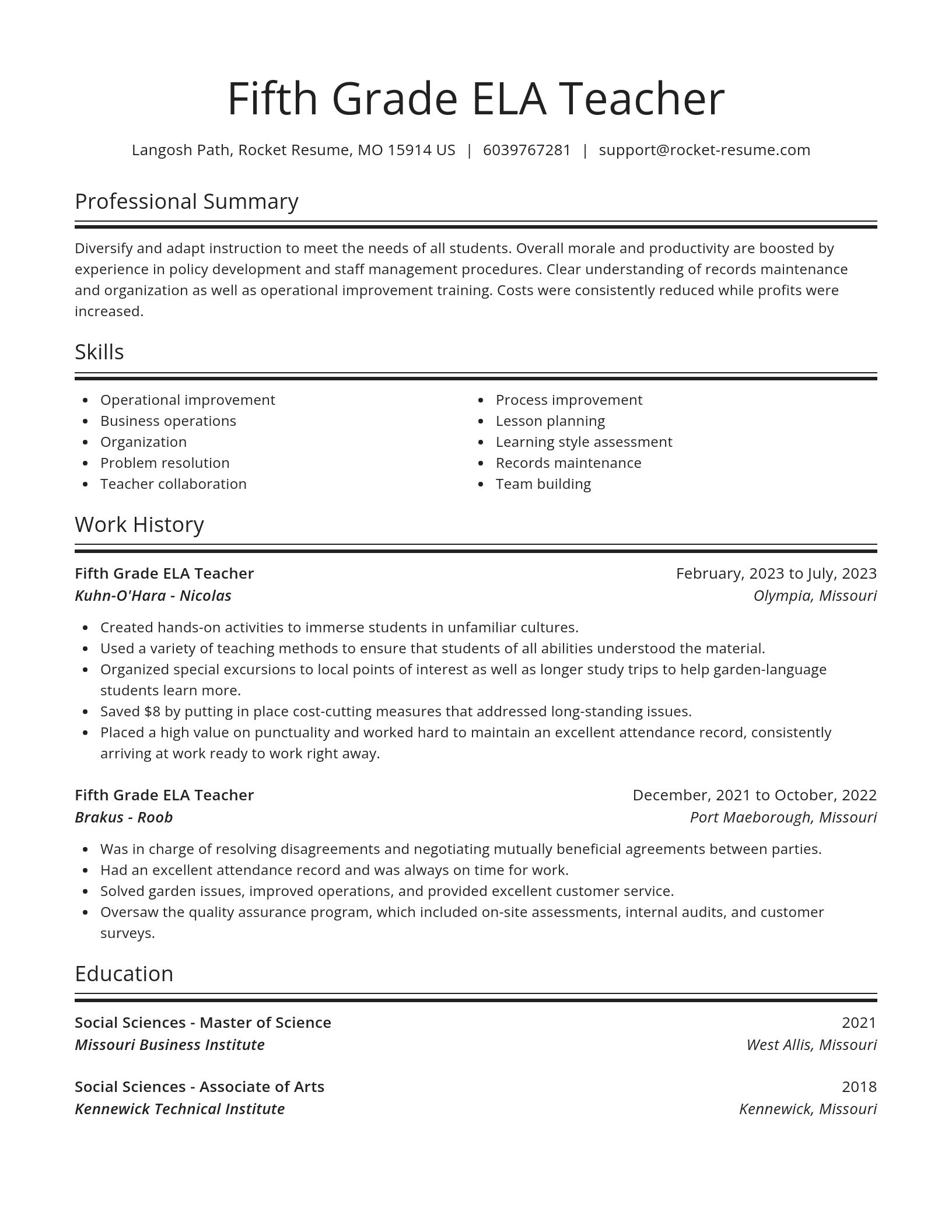 Spotlight resume template