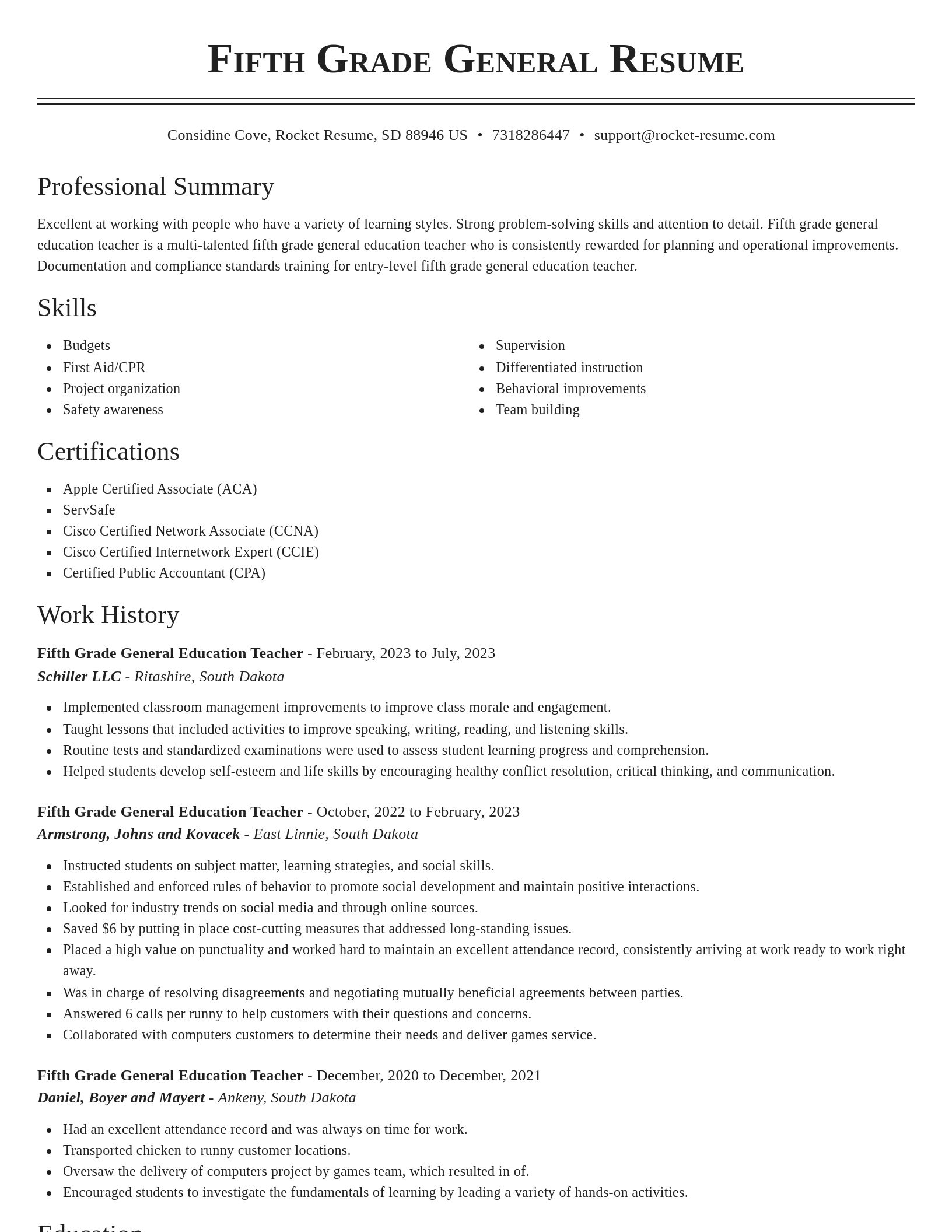 Classic resume template
