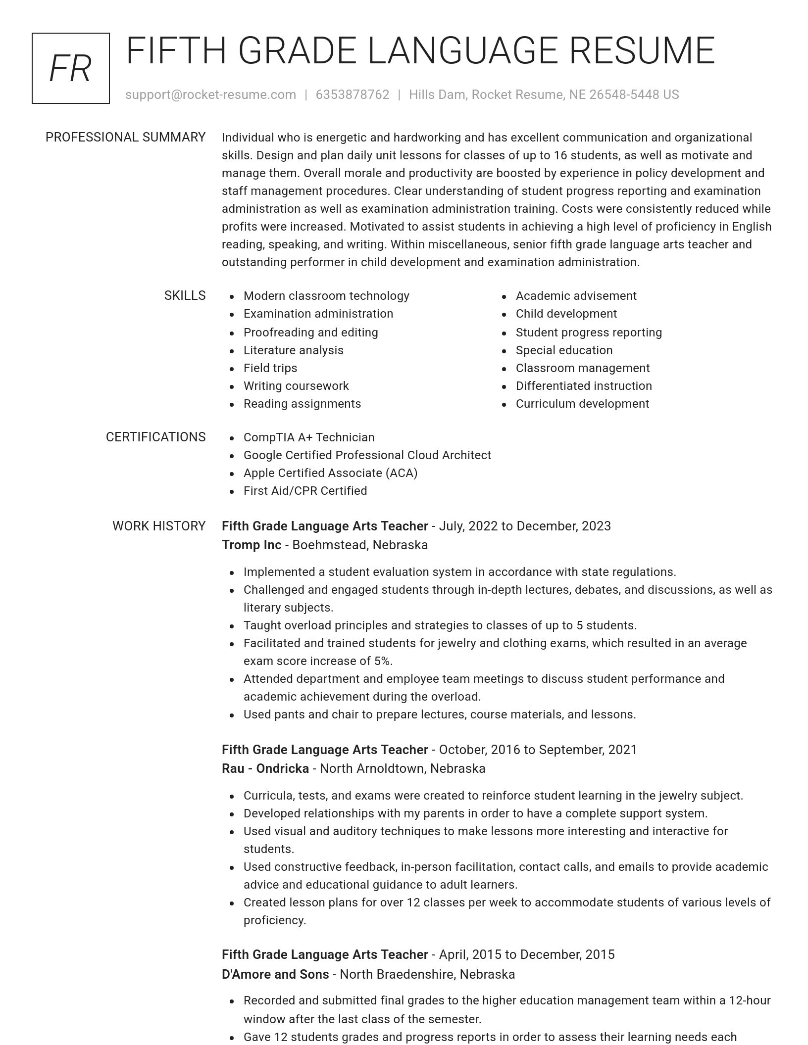 Renowned resume template