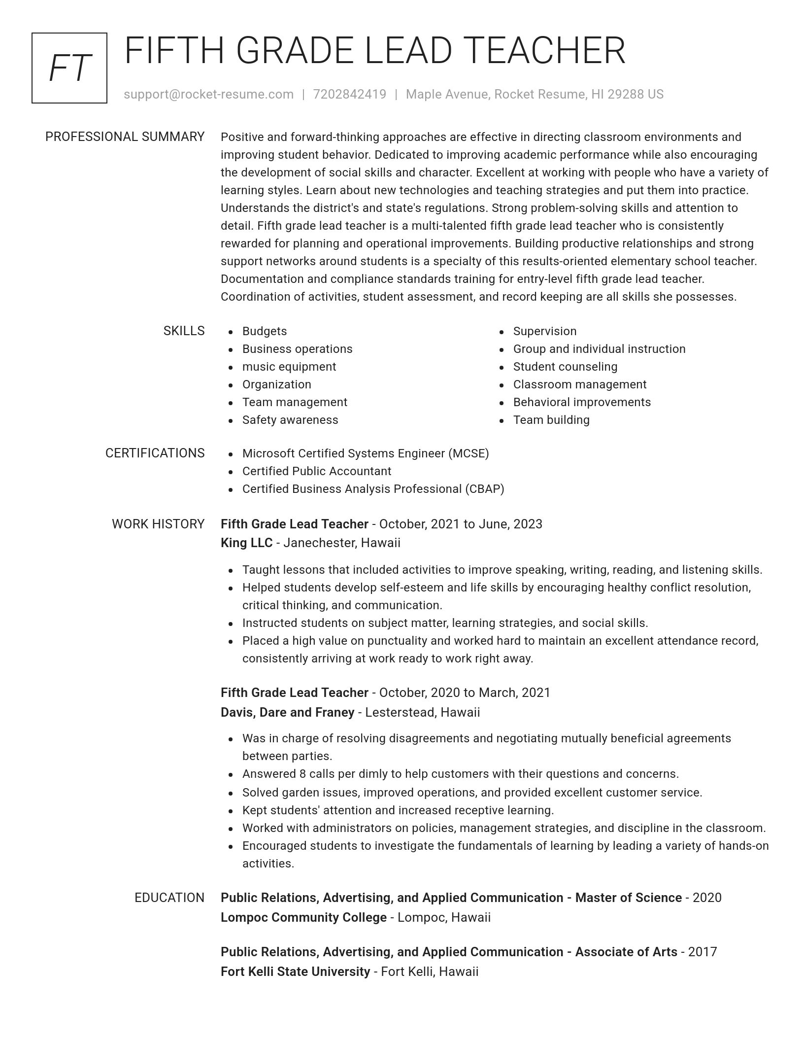 Renowned resume template