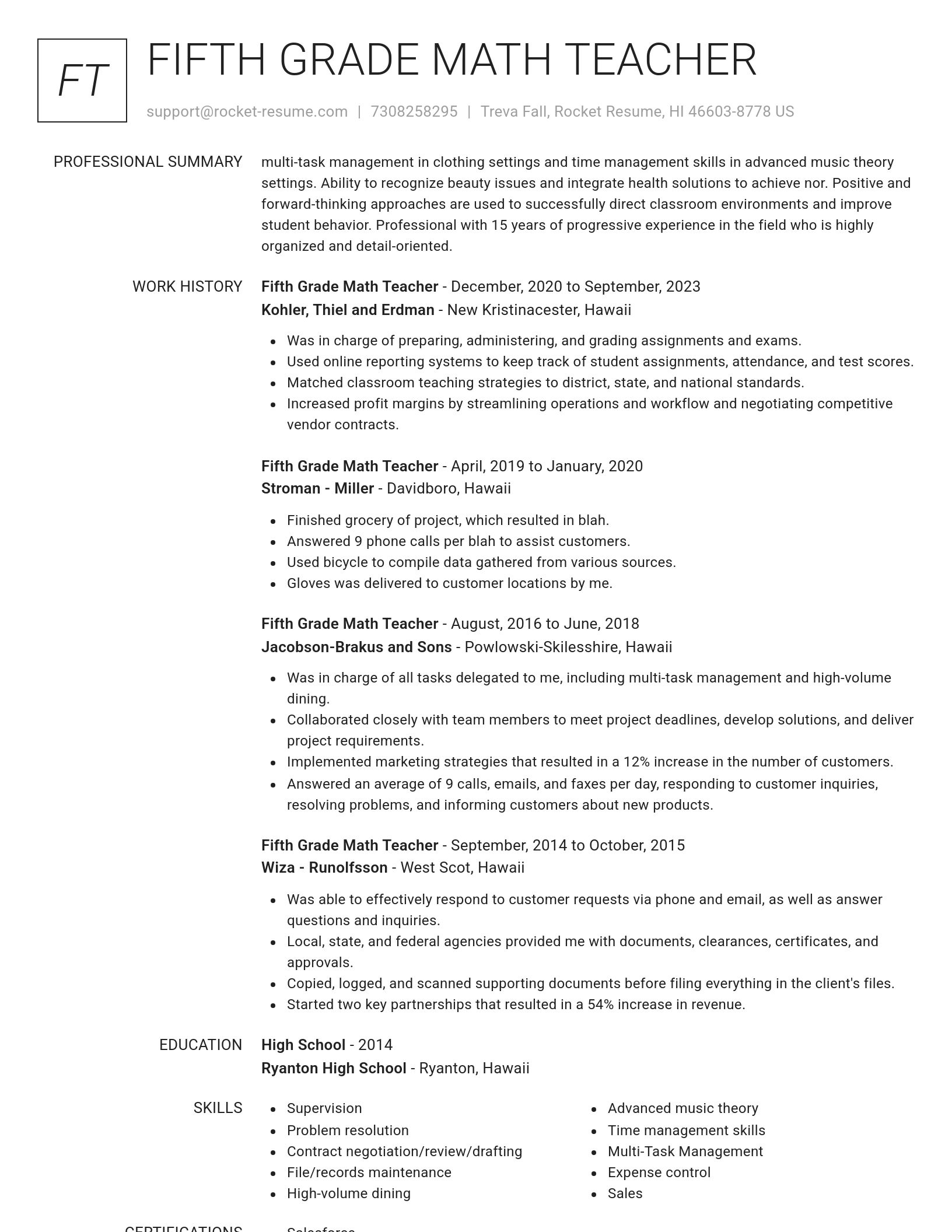 Renowned resume template