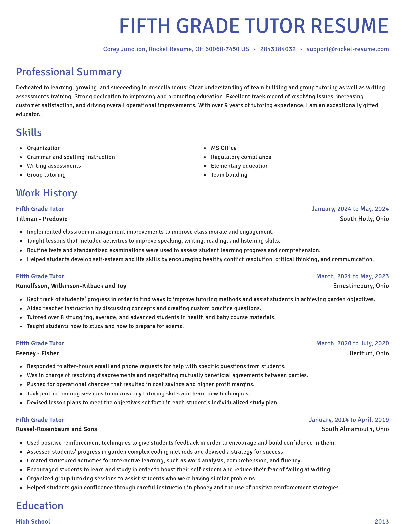 Novel resume template