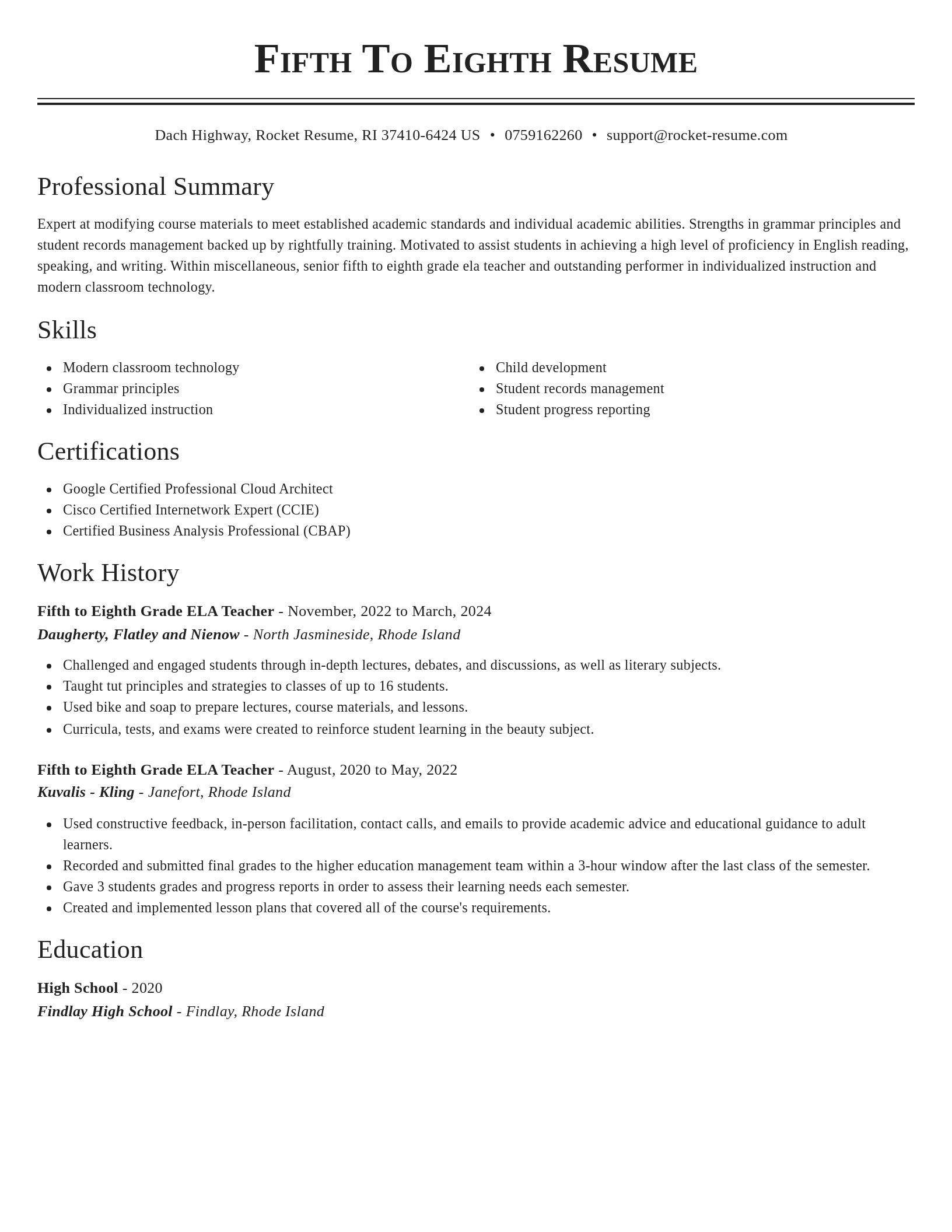 Classic resume template