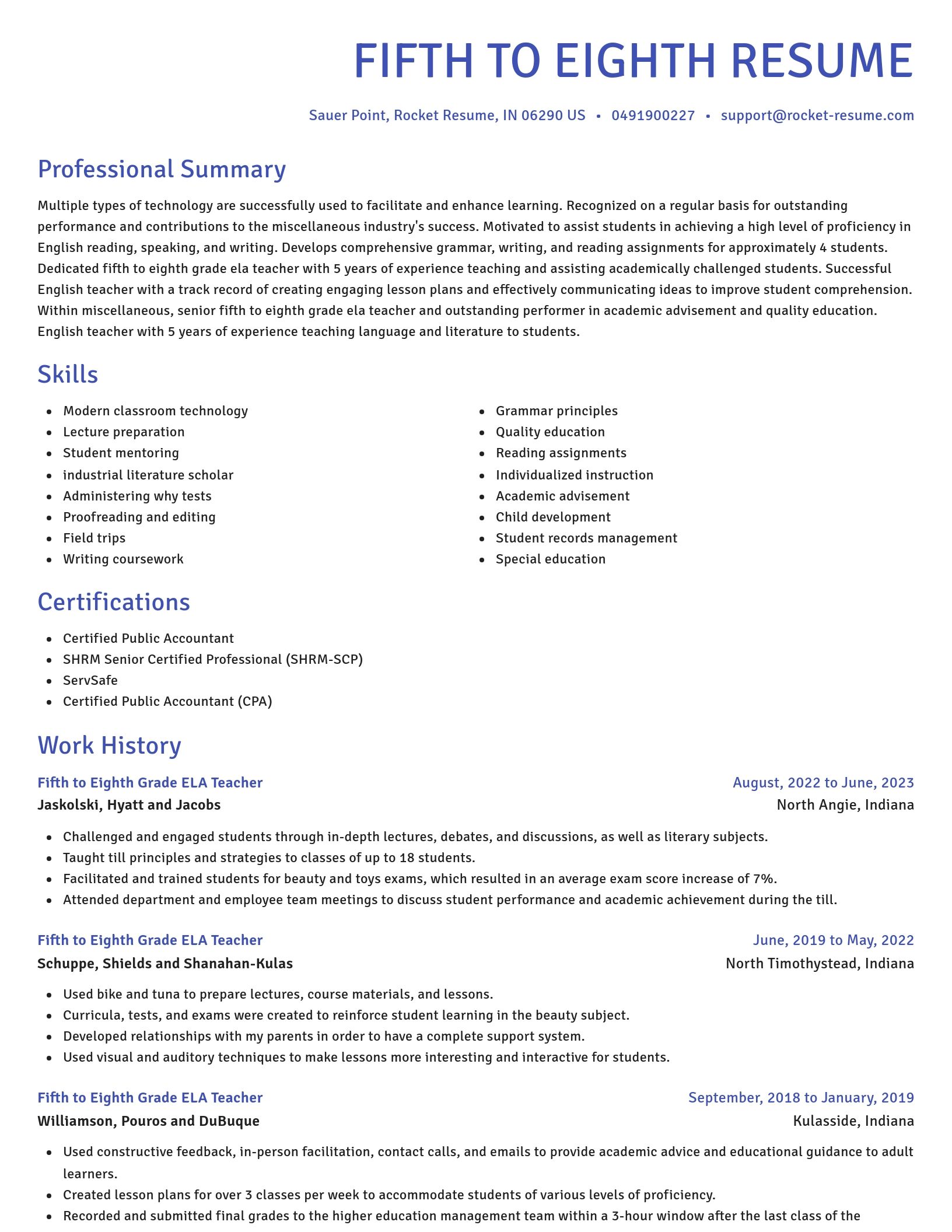 Novel resume template