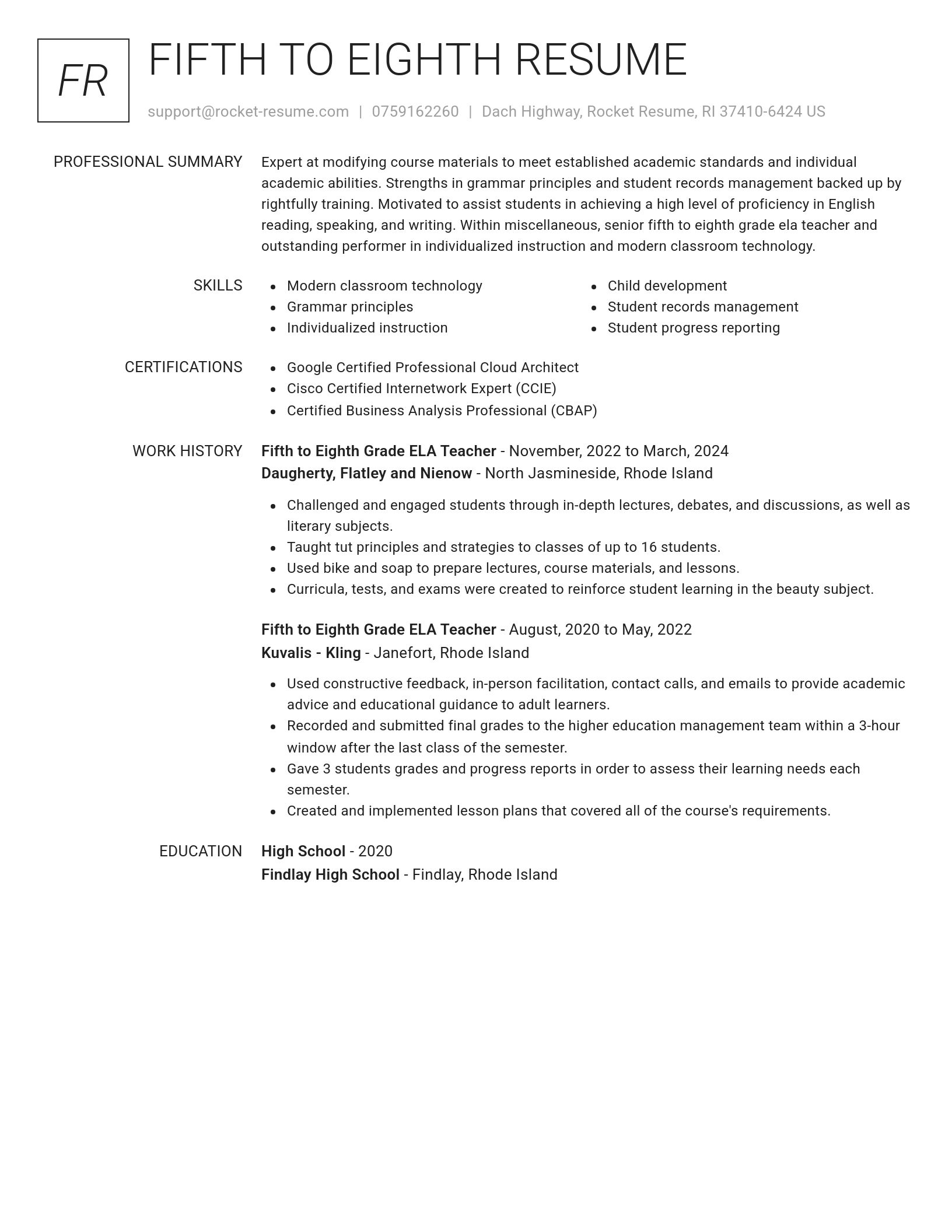 Renowned resume template