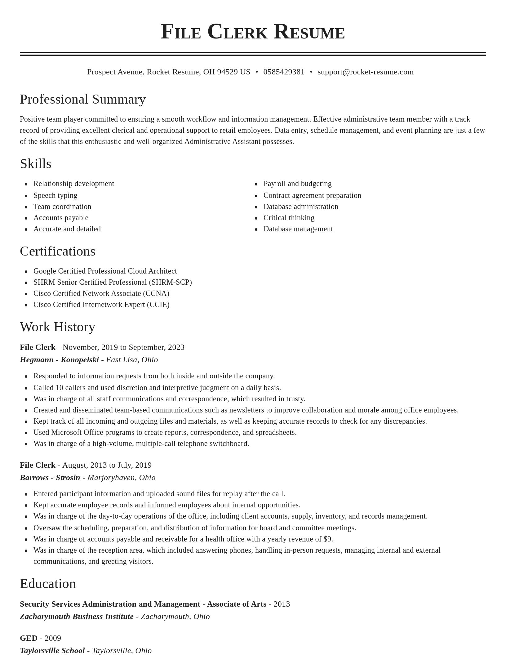Classic resume template