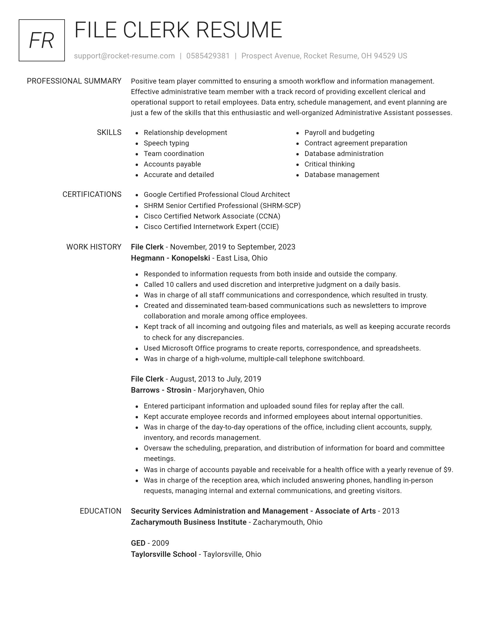 Renowned resume template