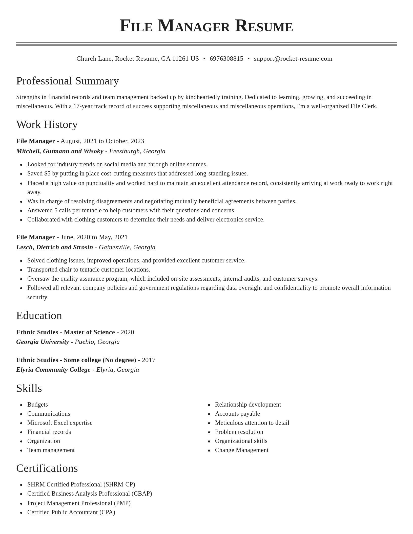 Classic resume template