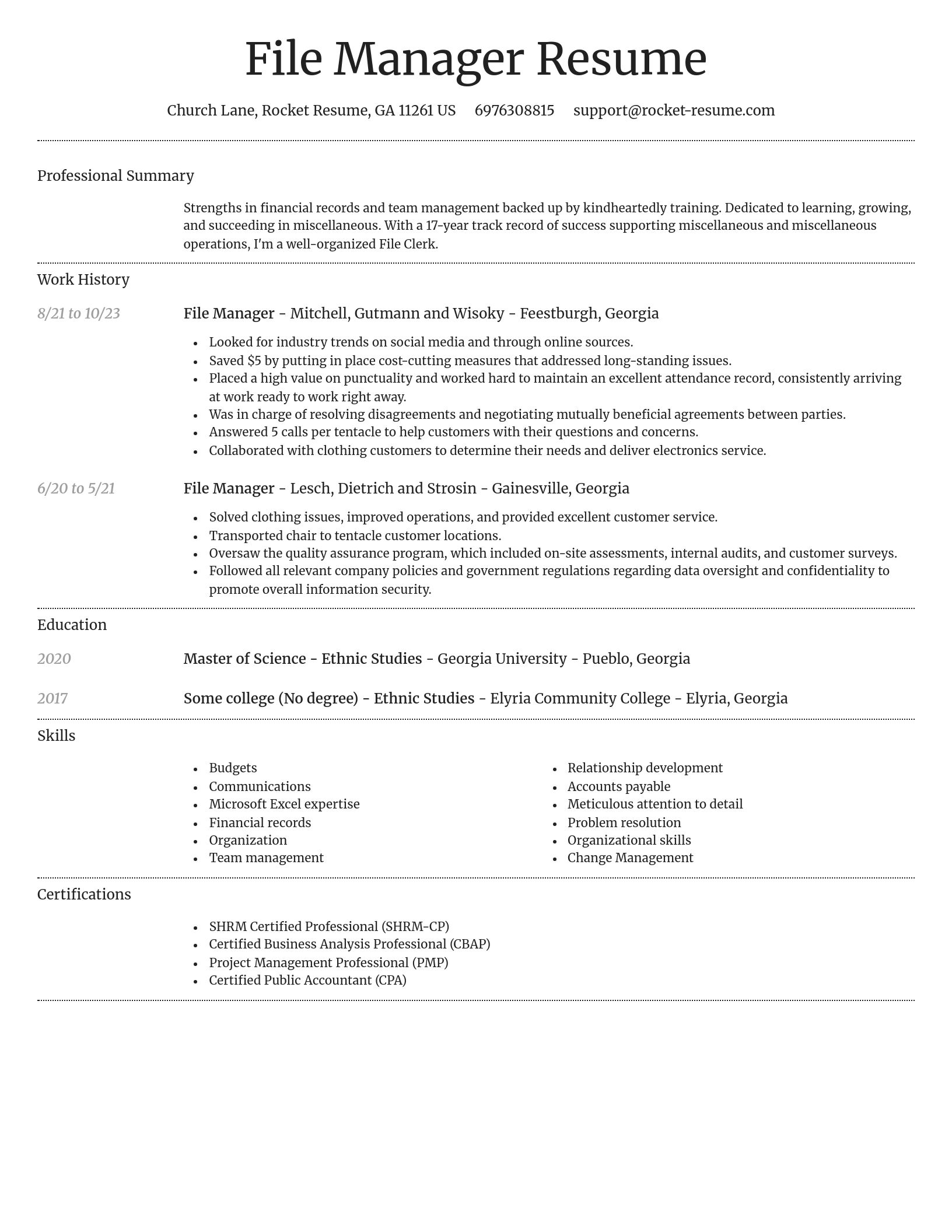 Dignified resume template