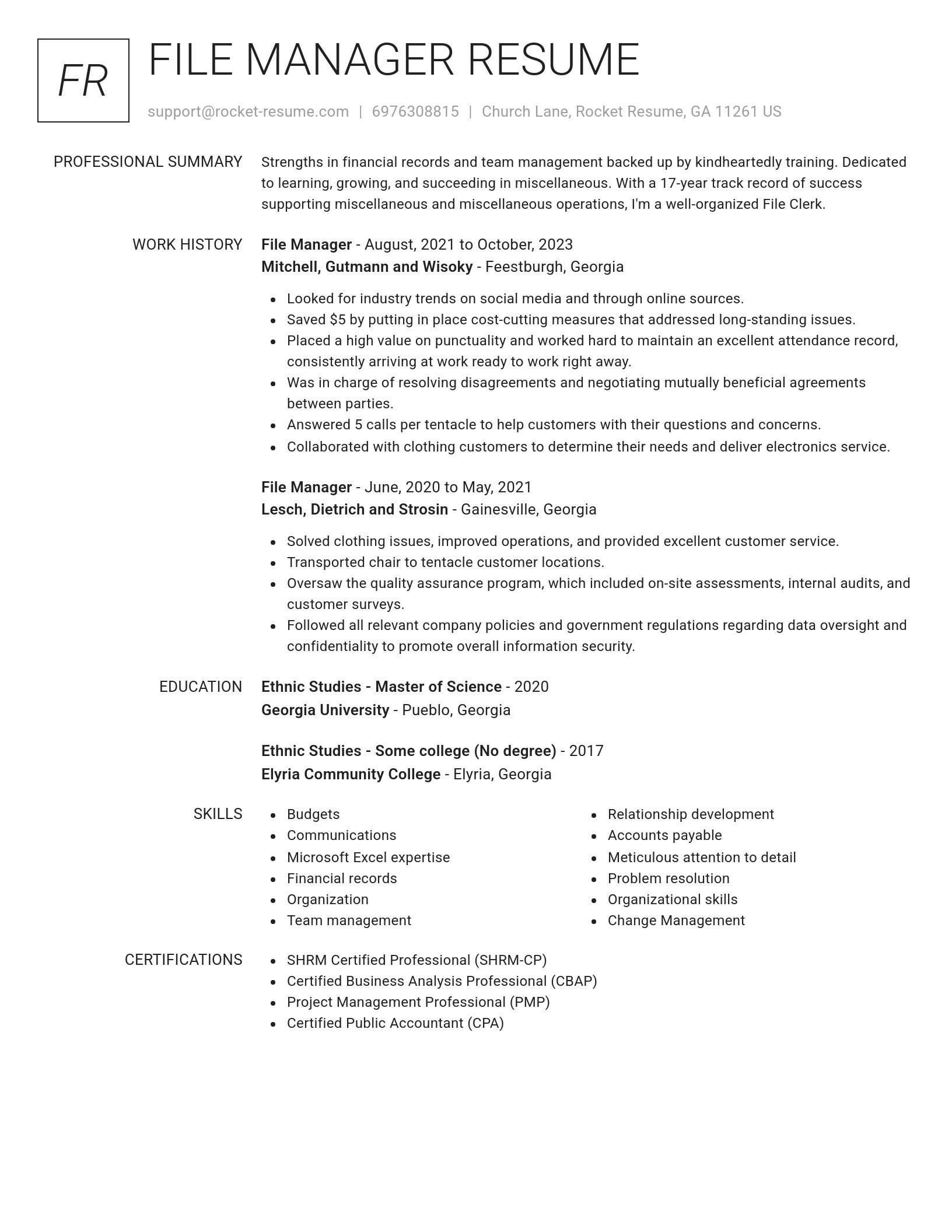 Renowned resume template