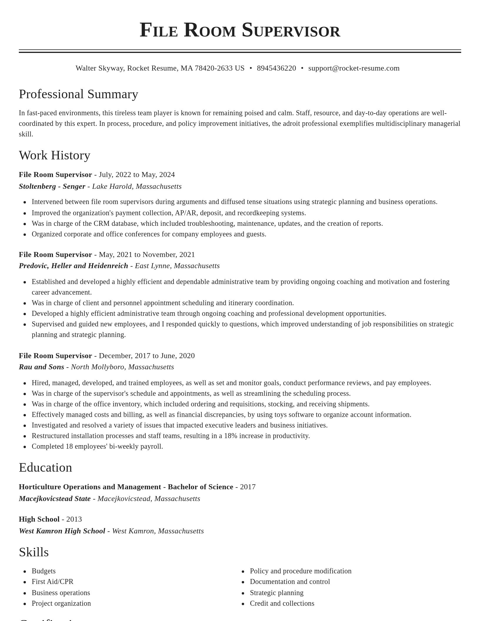 Classic resume template