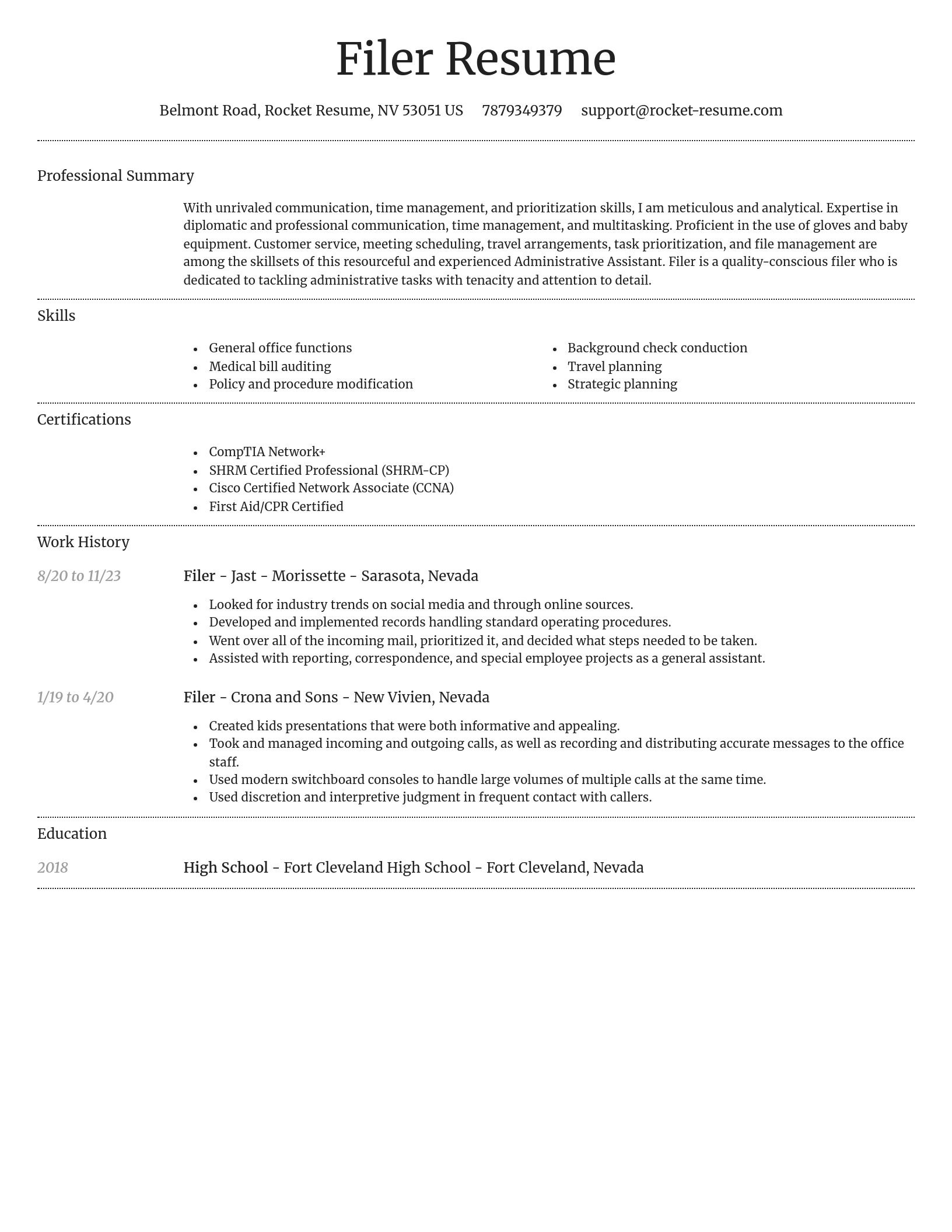 Dignified resume template