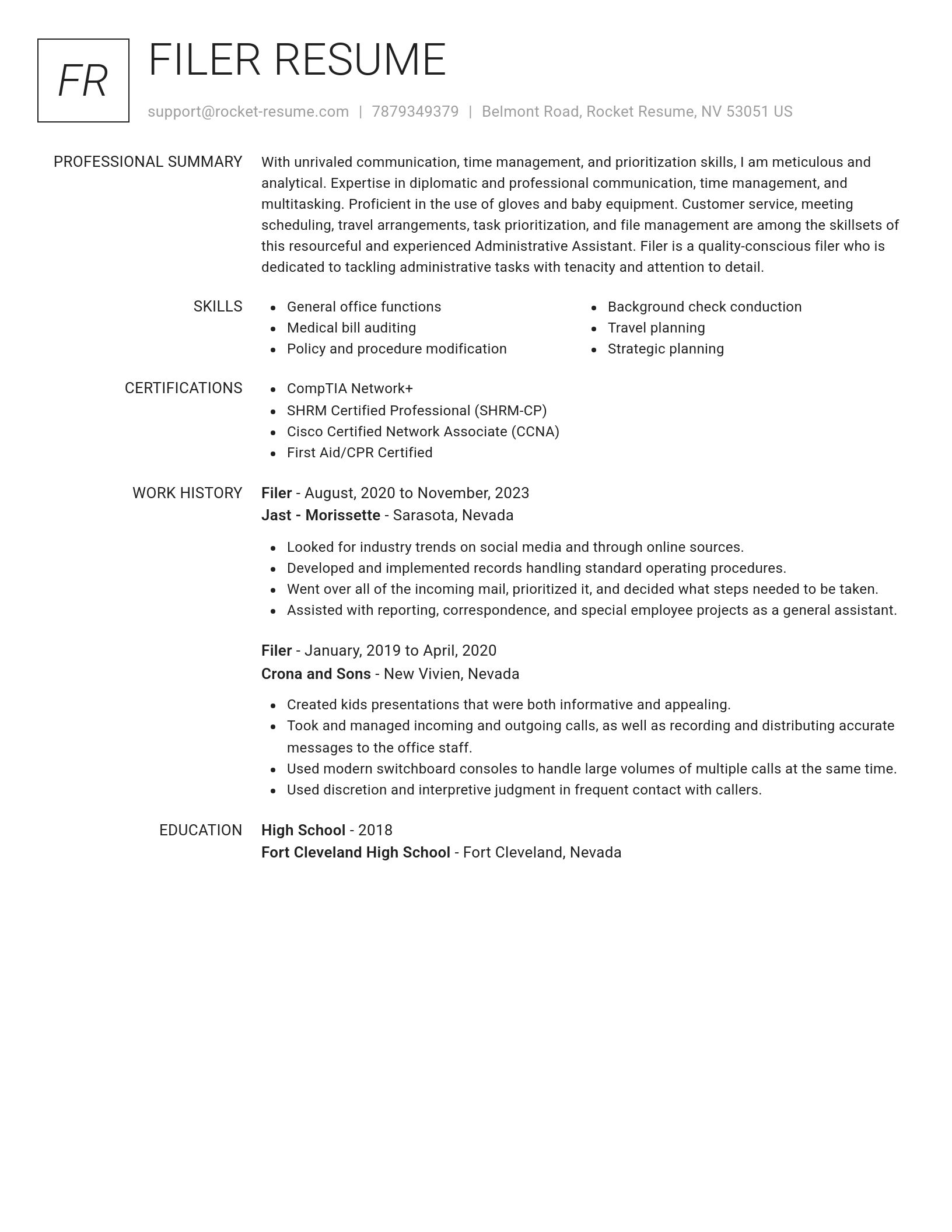 Renowned resume template