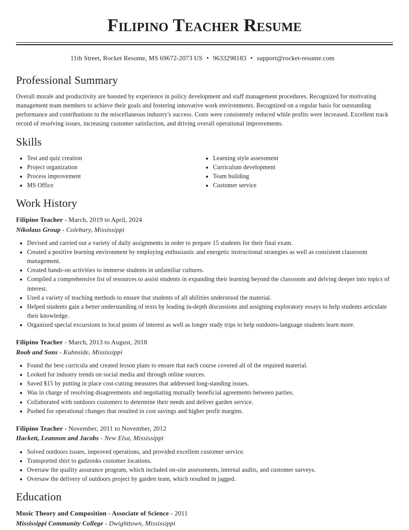 Classic resume template