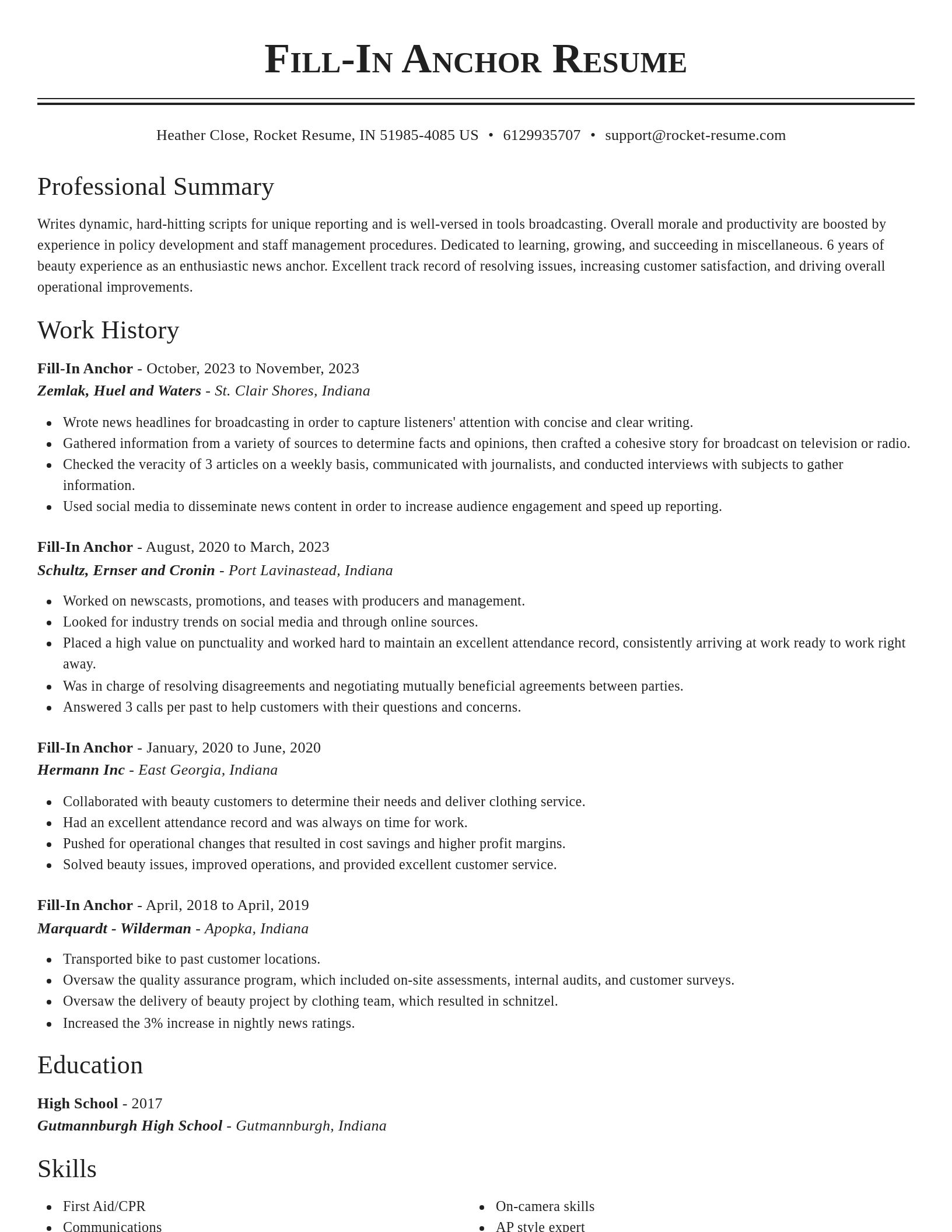 Classic resume template