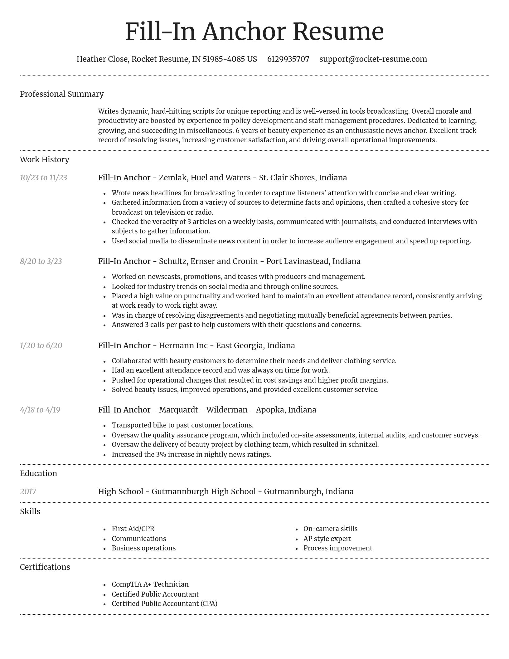 Dignified resume template