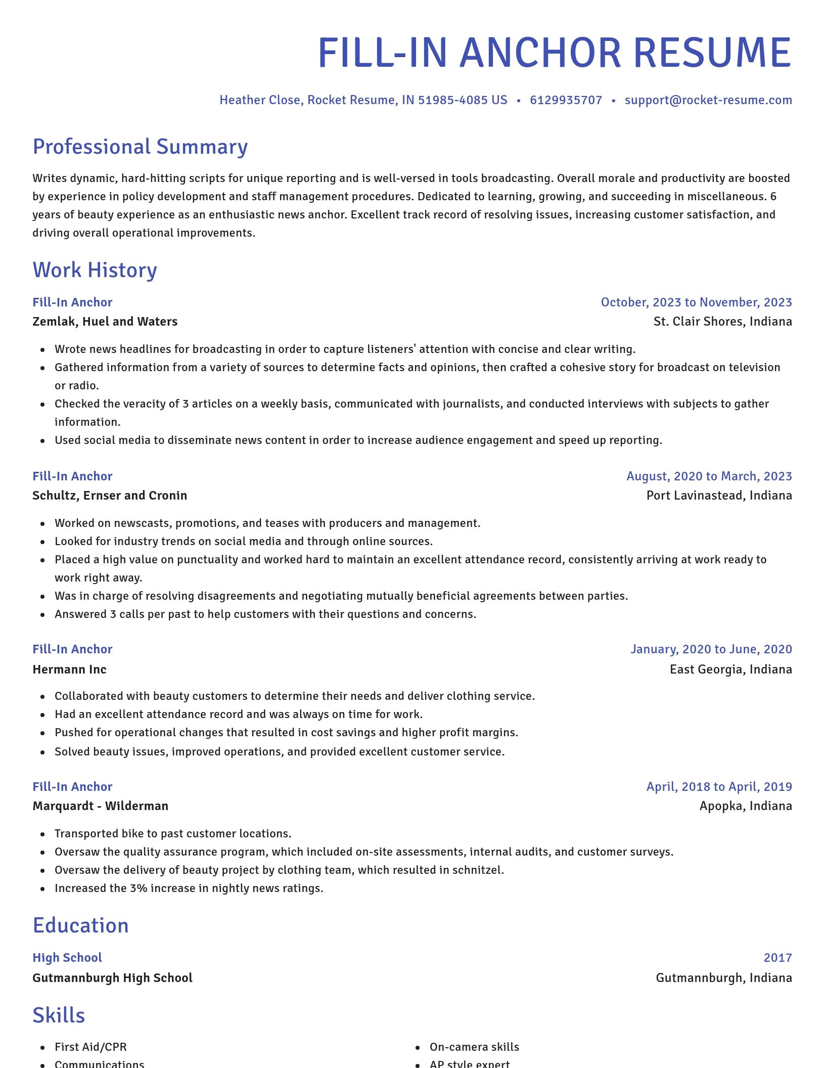 Novel resume template
