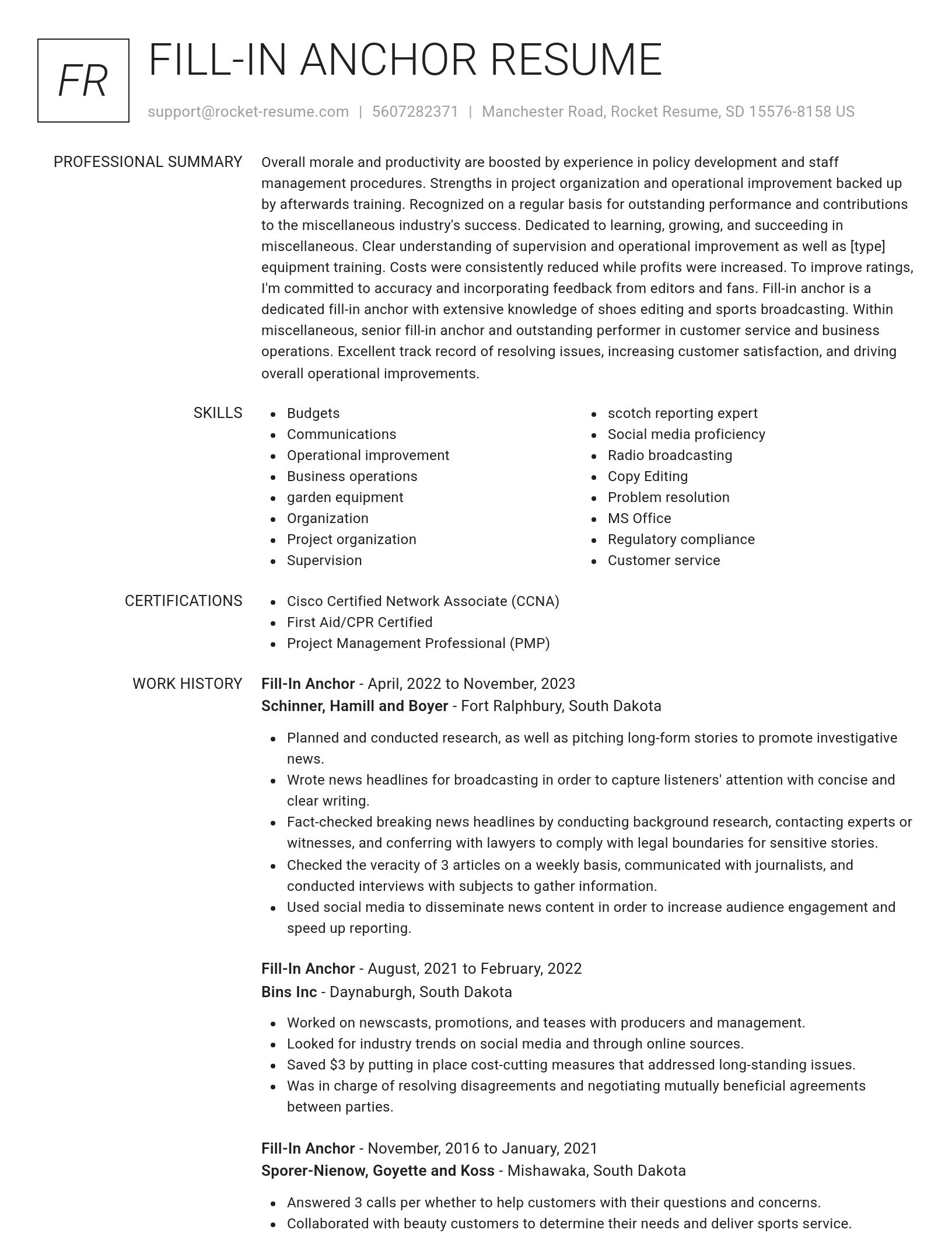 Renowned resume template
