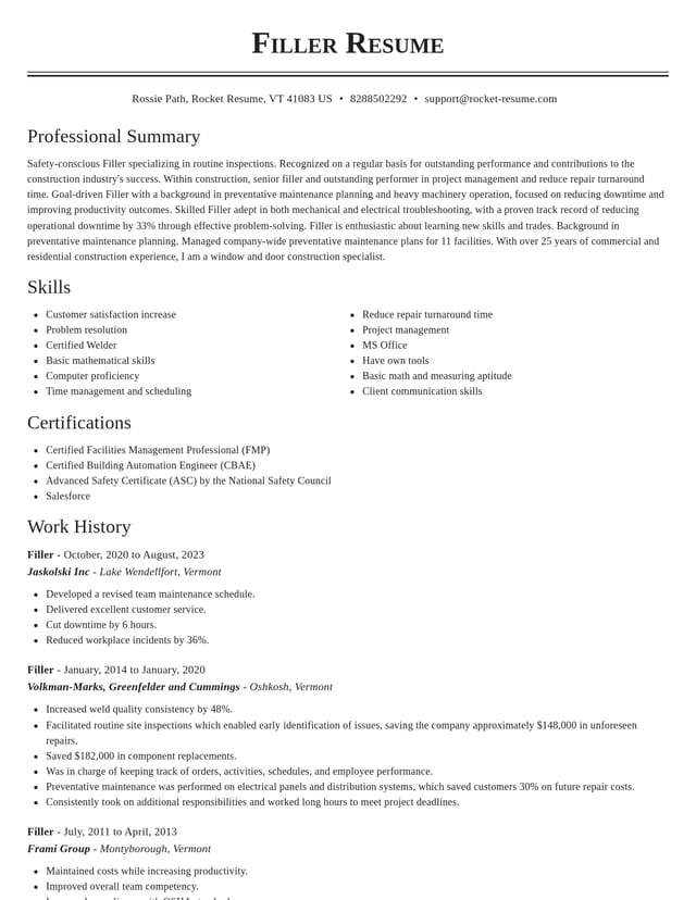 Classic resume template