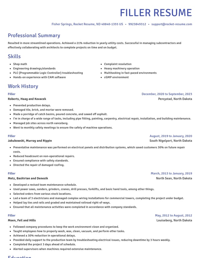 Novel resume template