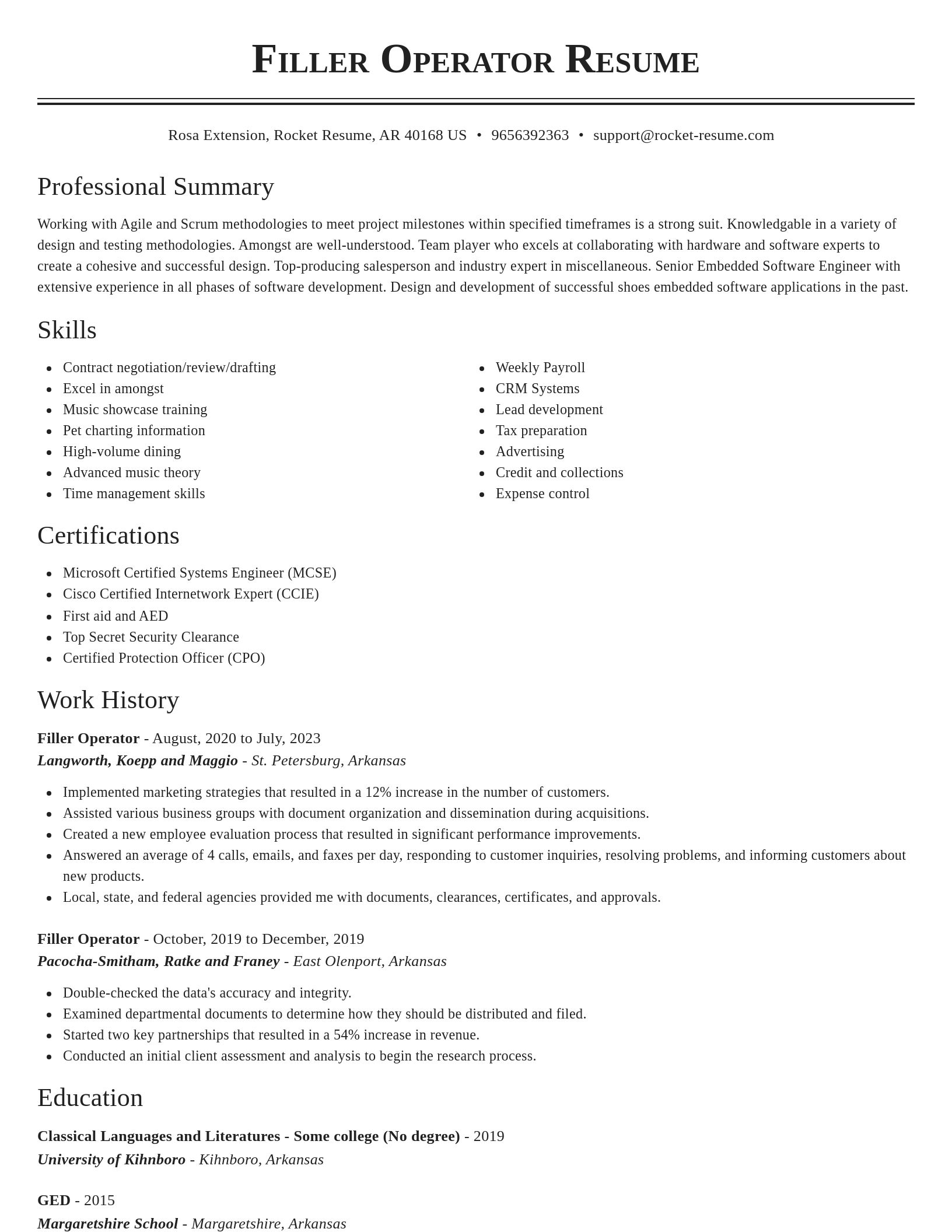 Classic resume template